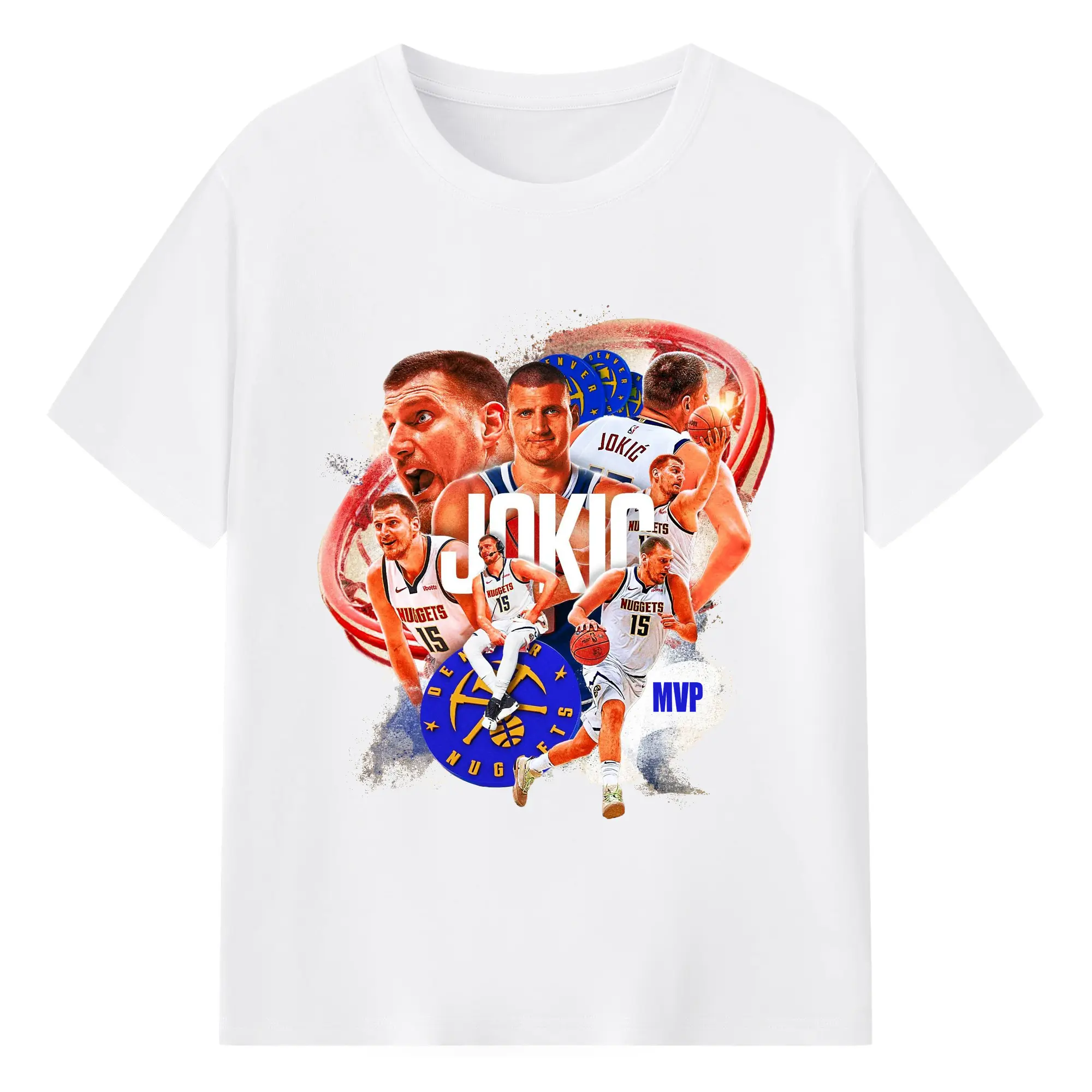 Nikola Jokić Denver Nuggets MVP Collage Shirt - 180g Cotton T-Shirt With Front Heat Transfer Print – Soft, Lightweight, Fitted Design – Comfortable Casual Wear For Sports & Everyday Use