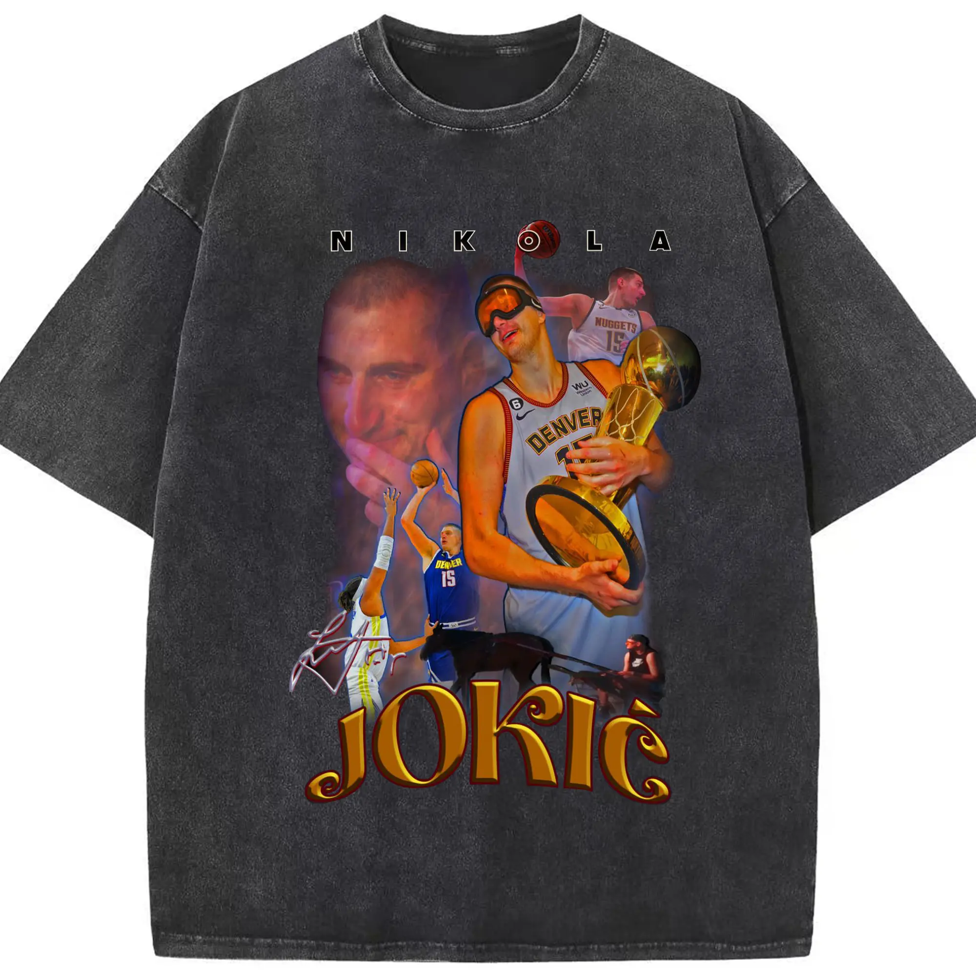 Nikola Jokić Nikola Jokic Finals MVP Shirt for Nuggets Fans - Washed Vintage Look 230g Cotton Oversized T-Shirt With Front Heat Transfer Print – Soft, Lightweight, Stylish Fit – Comfortable Casual Wear For Sports & Everyday Use