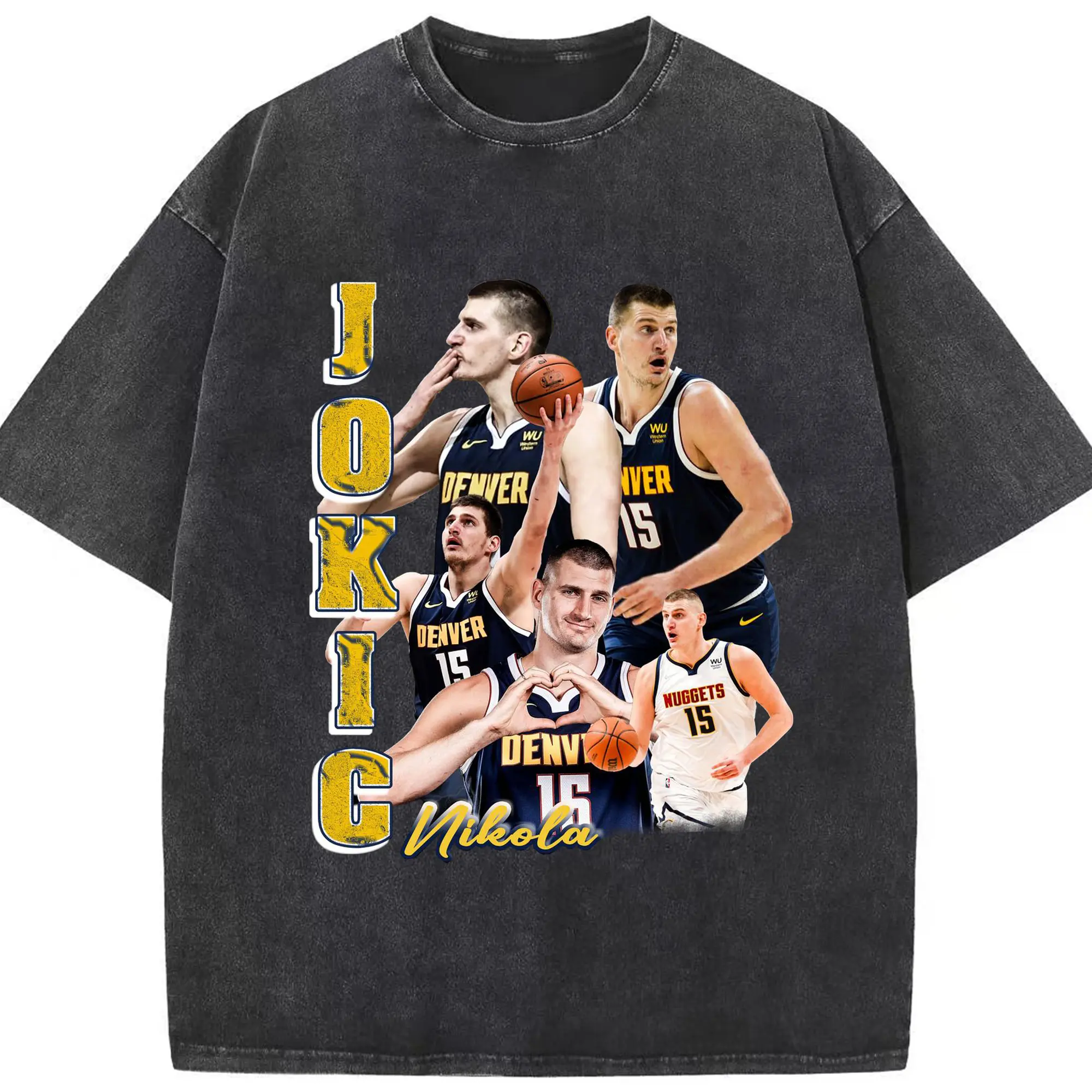 Nikola Jokić “Heart Hands” Tribute Shirt - Washed Vintage Look 230g Cotton Oversized T-Shirt With Front Heat Transfer Print – Soft, Lightweight, Stylish Fit – Comfortable Casual Wear For Sports & Everyday Use