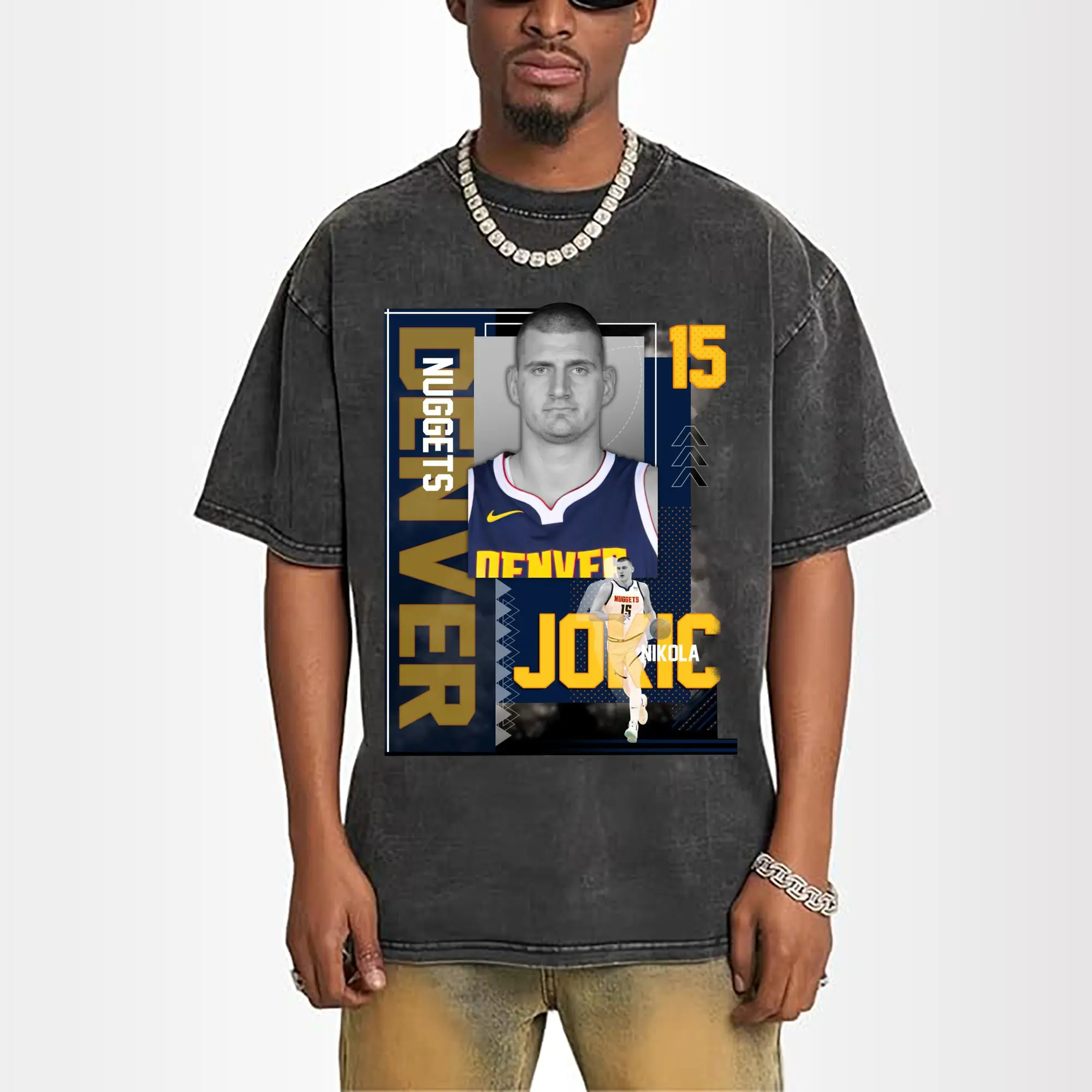Nikola Jokić Vintage Card Style Basketball Graphic Shirt