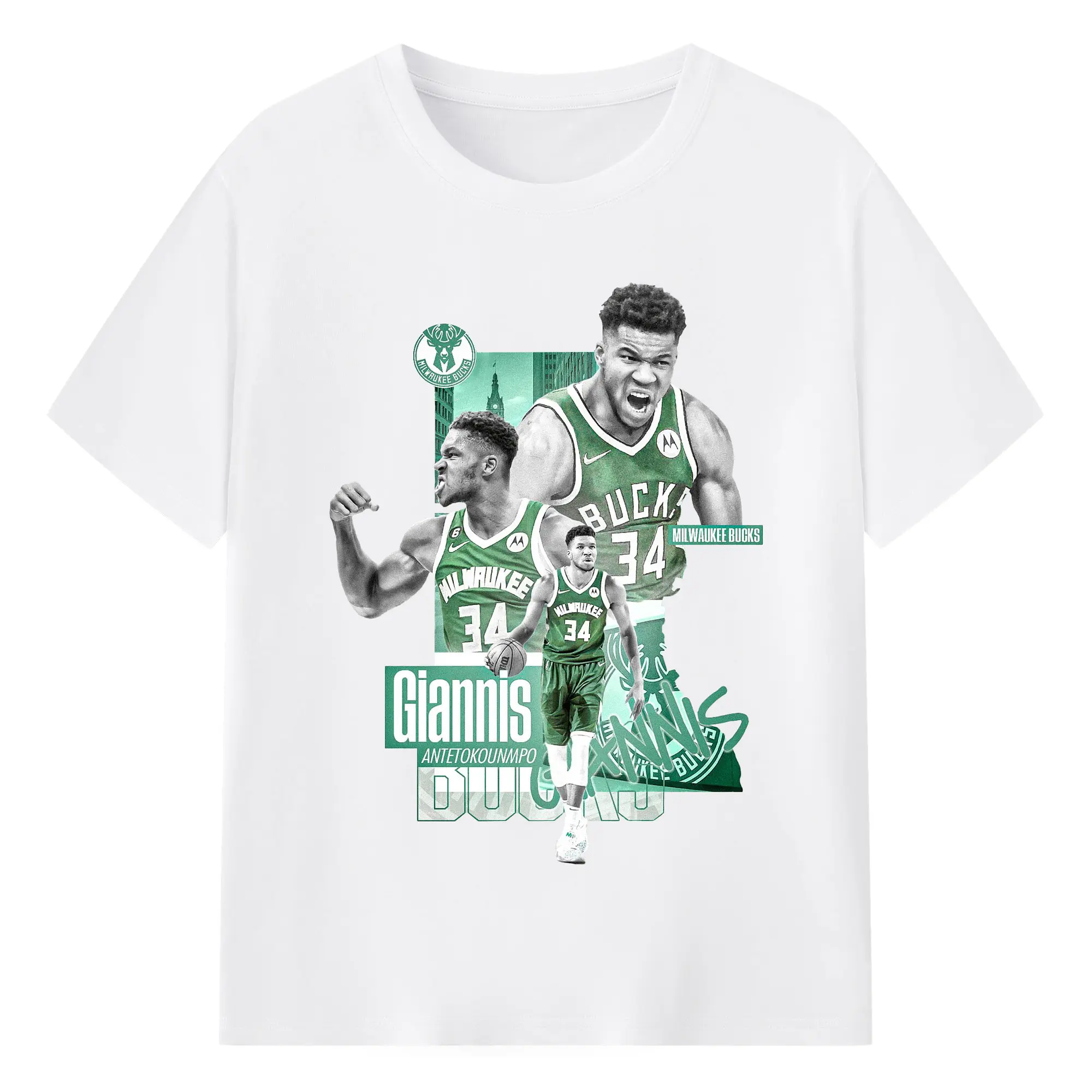 Giannis Antetokounmpo City of Bucks Hero Shirt - 180g Cotton T-Shirt With Front Heat Transfer Print – Soft, Lightweight, Fitted Design – Comfortable Casual Wear For Sports & Everyday Use