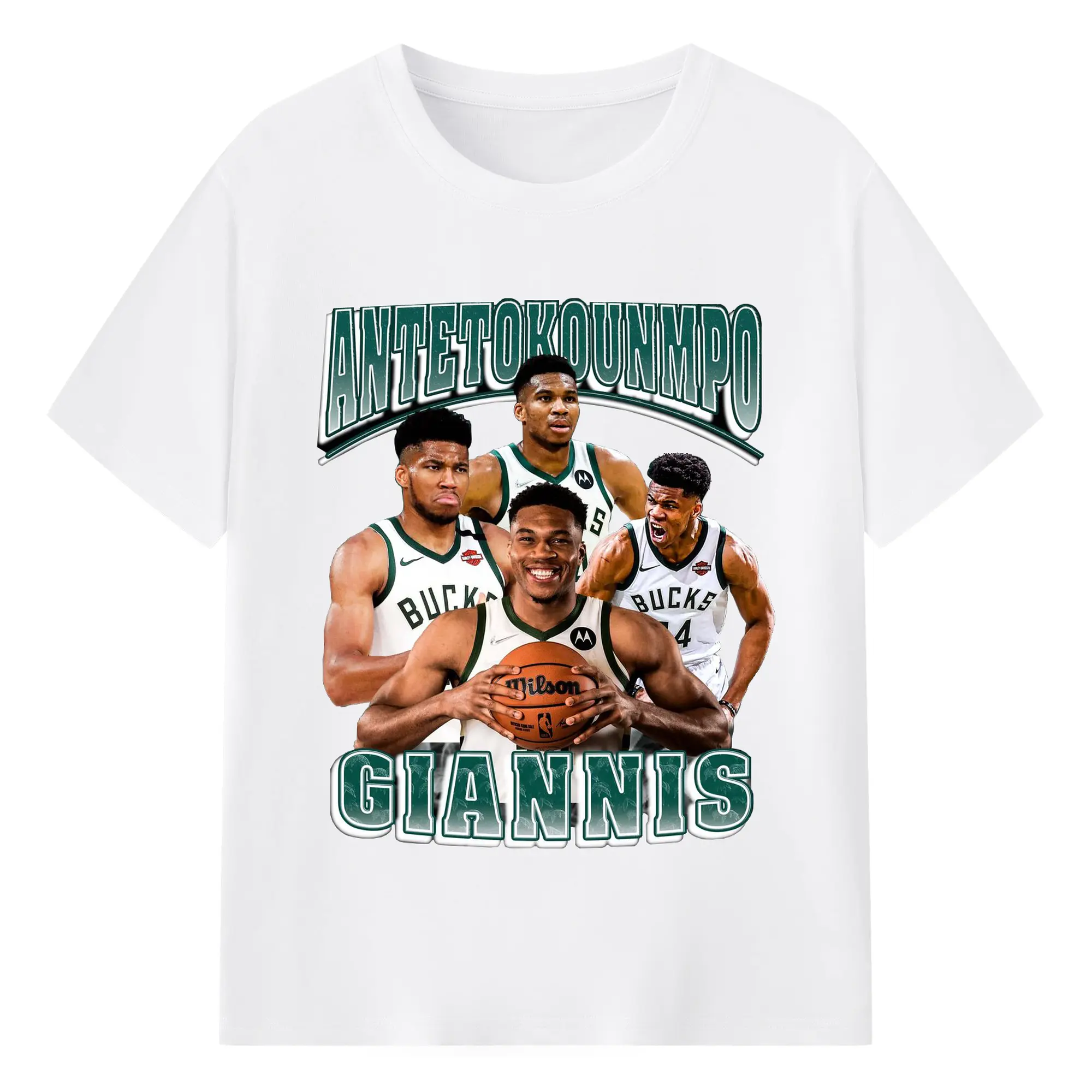 Giannis Antetokounmpo Multi-Pose Fan Shirt - 180g Cotton T-Shirt With Front Heat Transfer Print – Soft, Lightweight, Fitted Design – Comfortable Casual Wear For Sports & Everyday Use