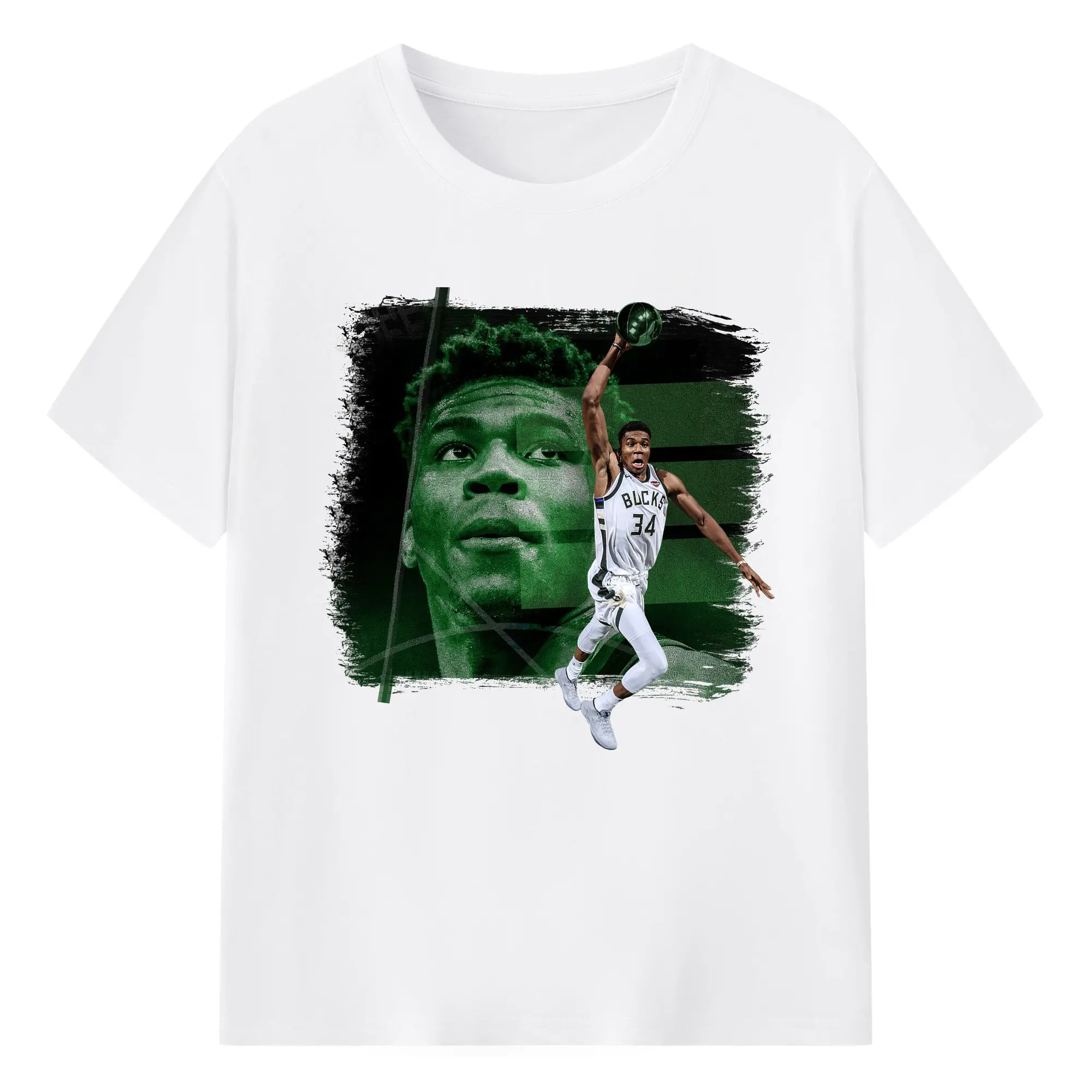 Giannis Antetokounmpo's slam dunk - 180g Cotton T-Shirt With Front Heat Transfer Print – Soft, Lightweight, Fitted Design – Comfortable Casual Wear For Sports & Everyday Use