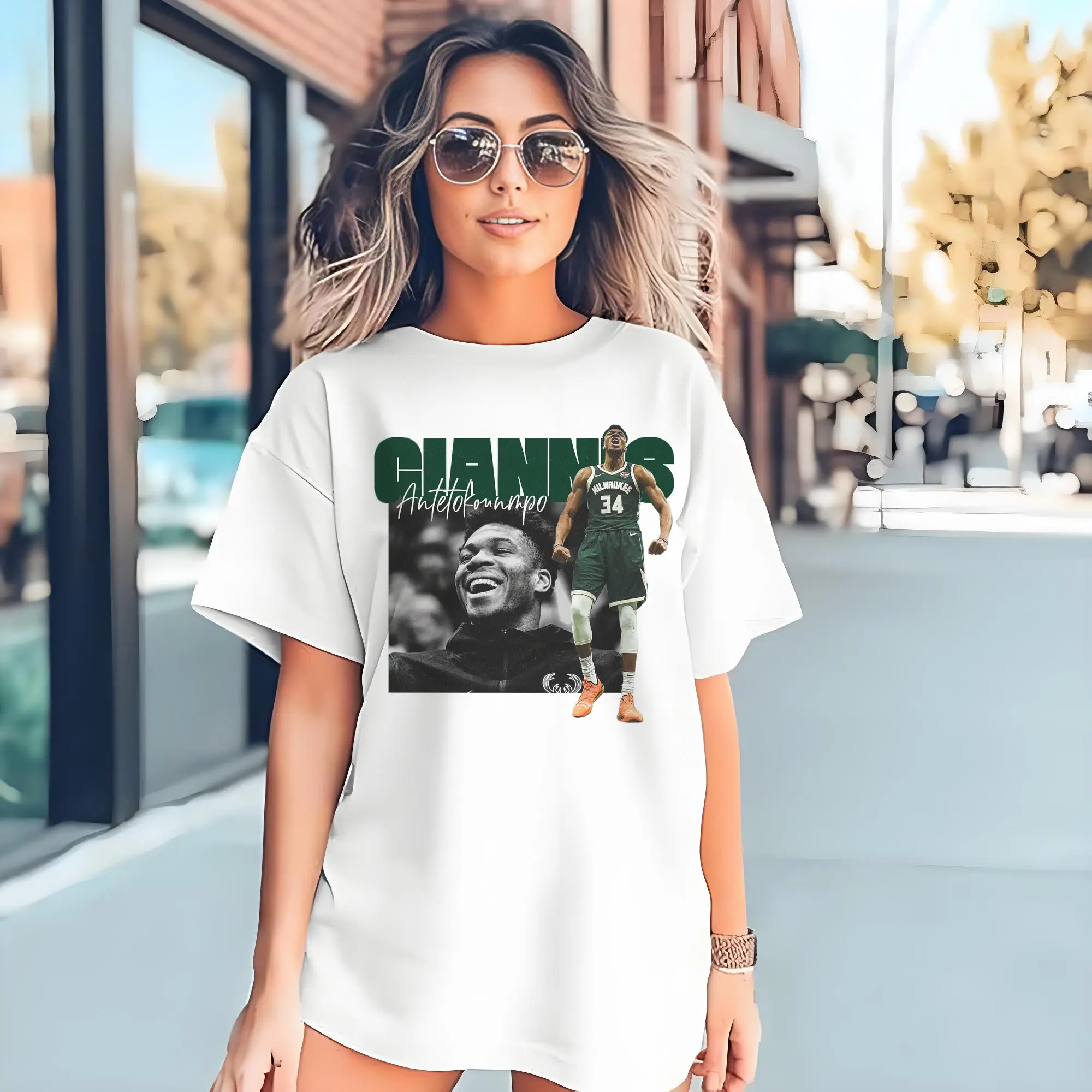 Giannis Antetokounmpo raises his arms to vent