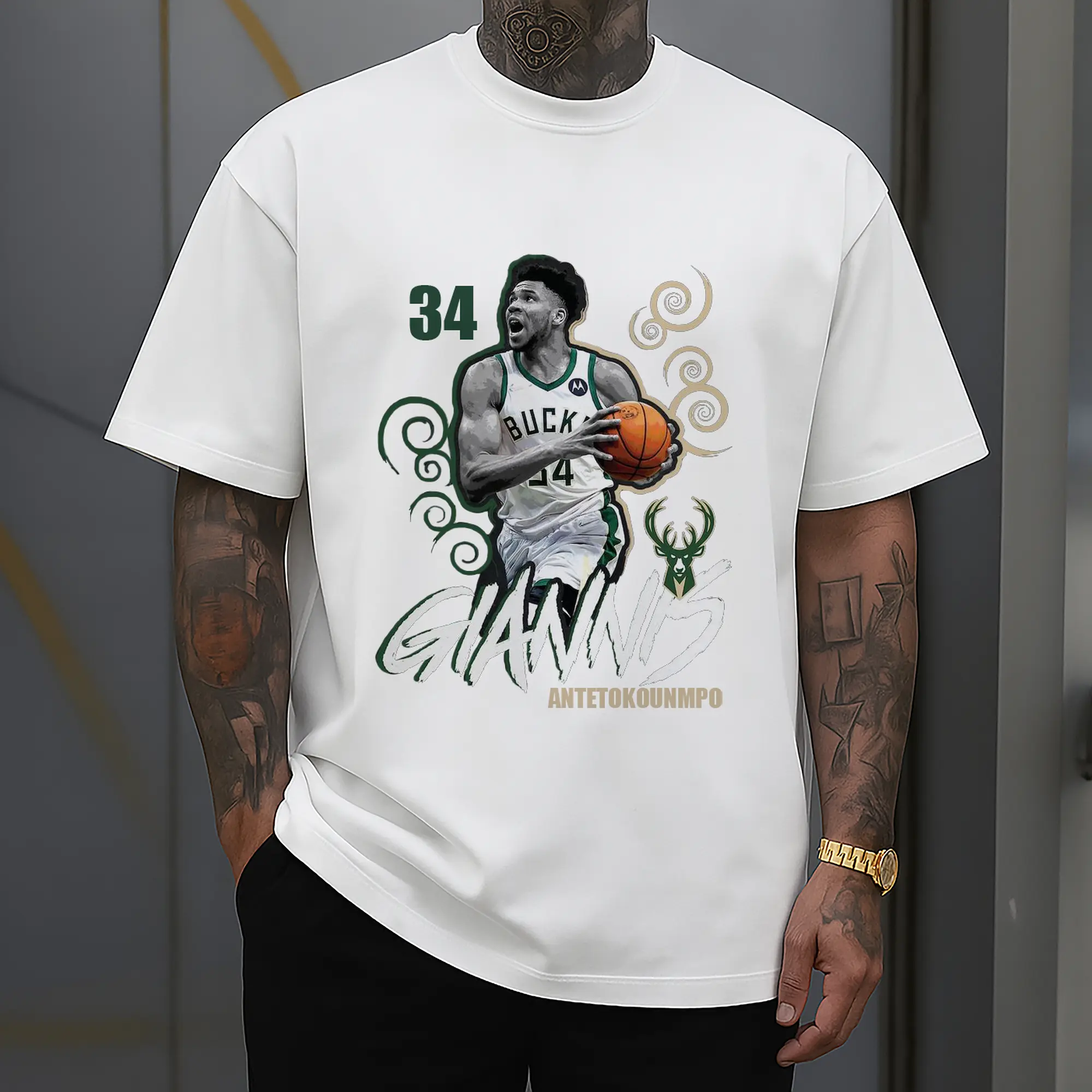 Giannis Antetokounmpo Bucks #34 artistic design Shirt