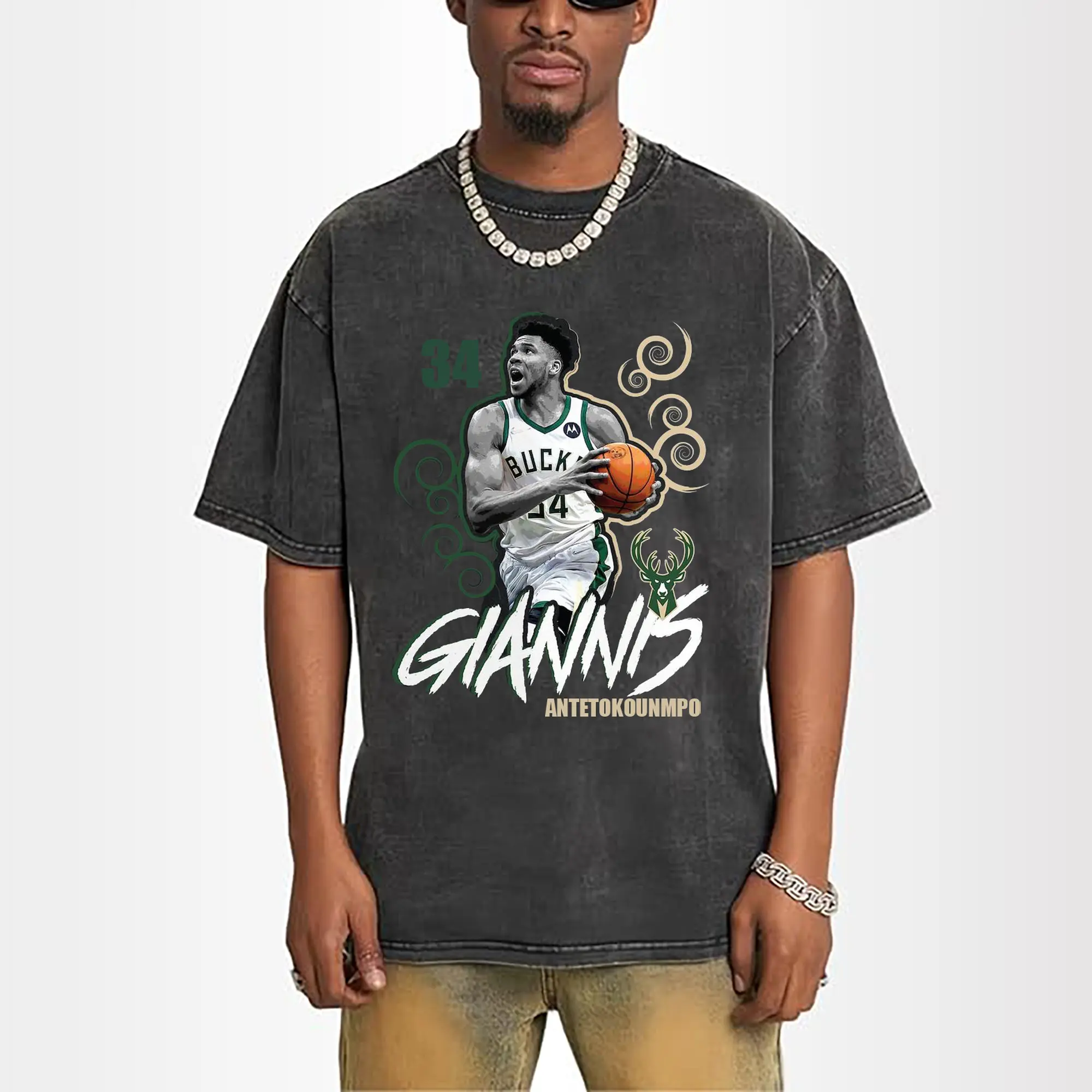 Giannis Antetokounmpo Bucks #34 artistic design Shirt