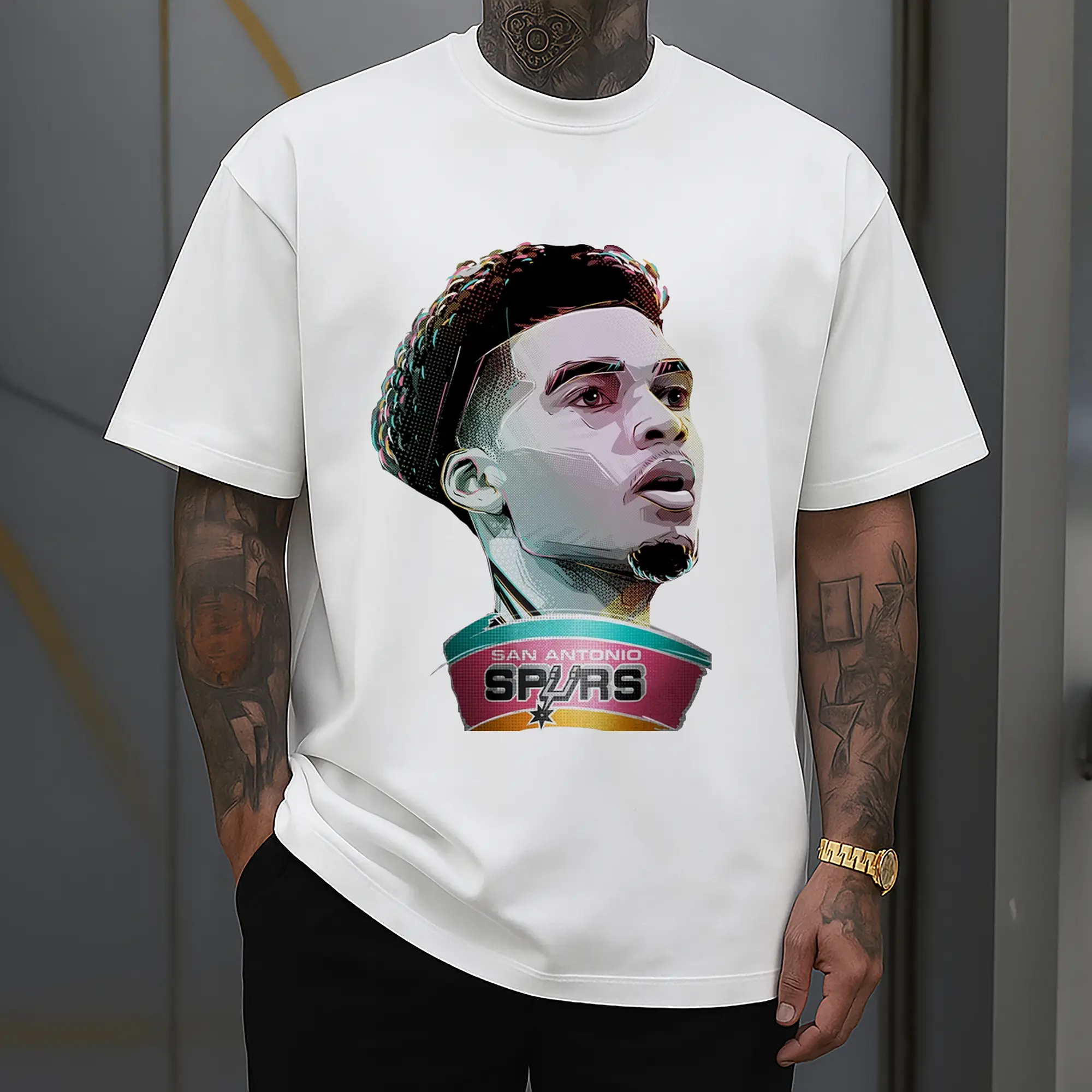 Victor Wembanyama Spurs colorful cartoon illustration style Shirt