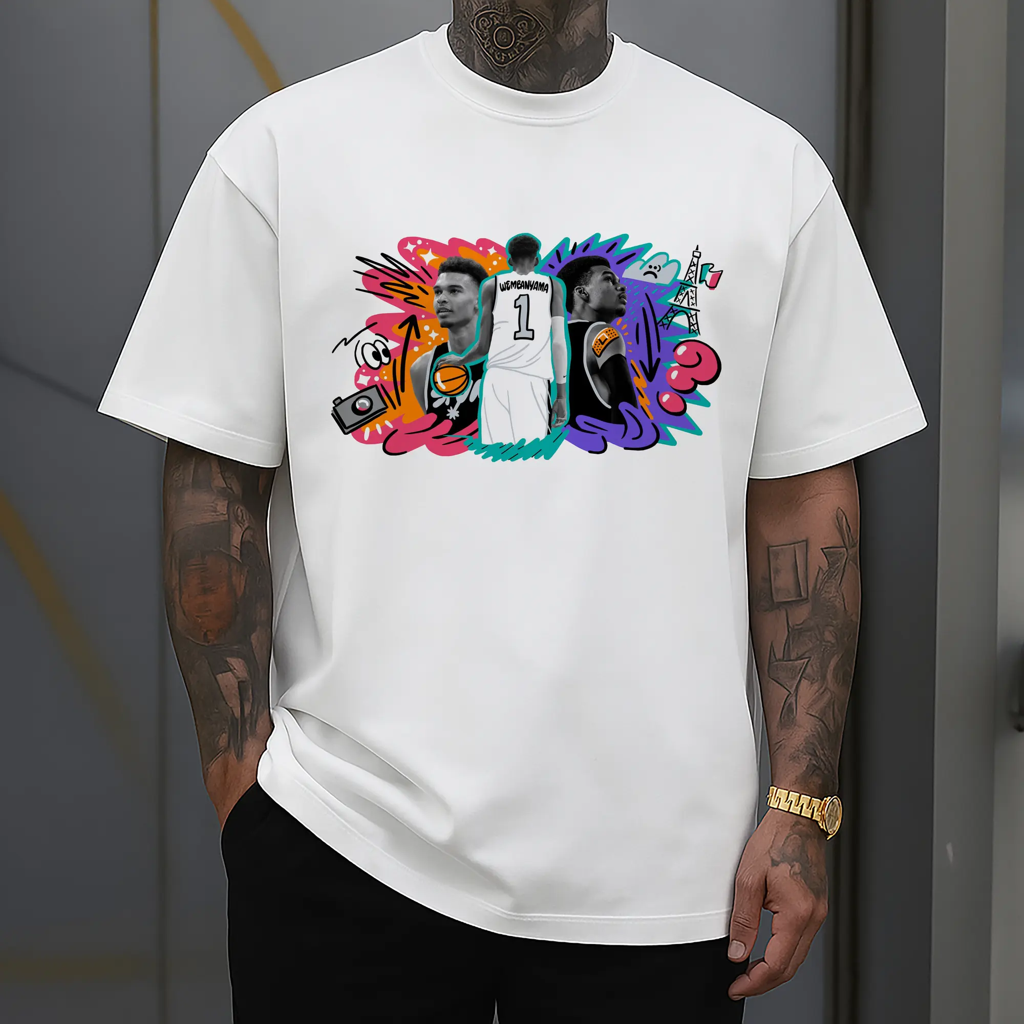 Victor Wembanyama #1 Cartoon graffiti style Shirt