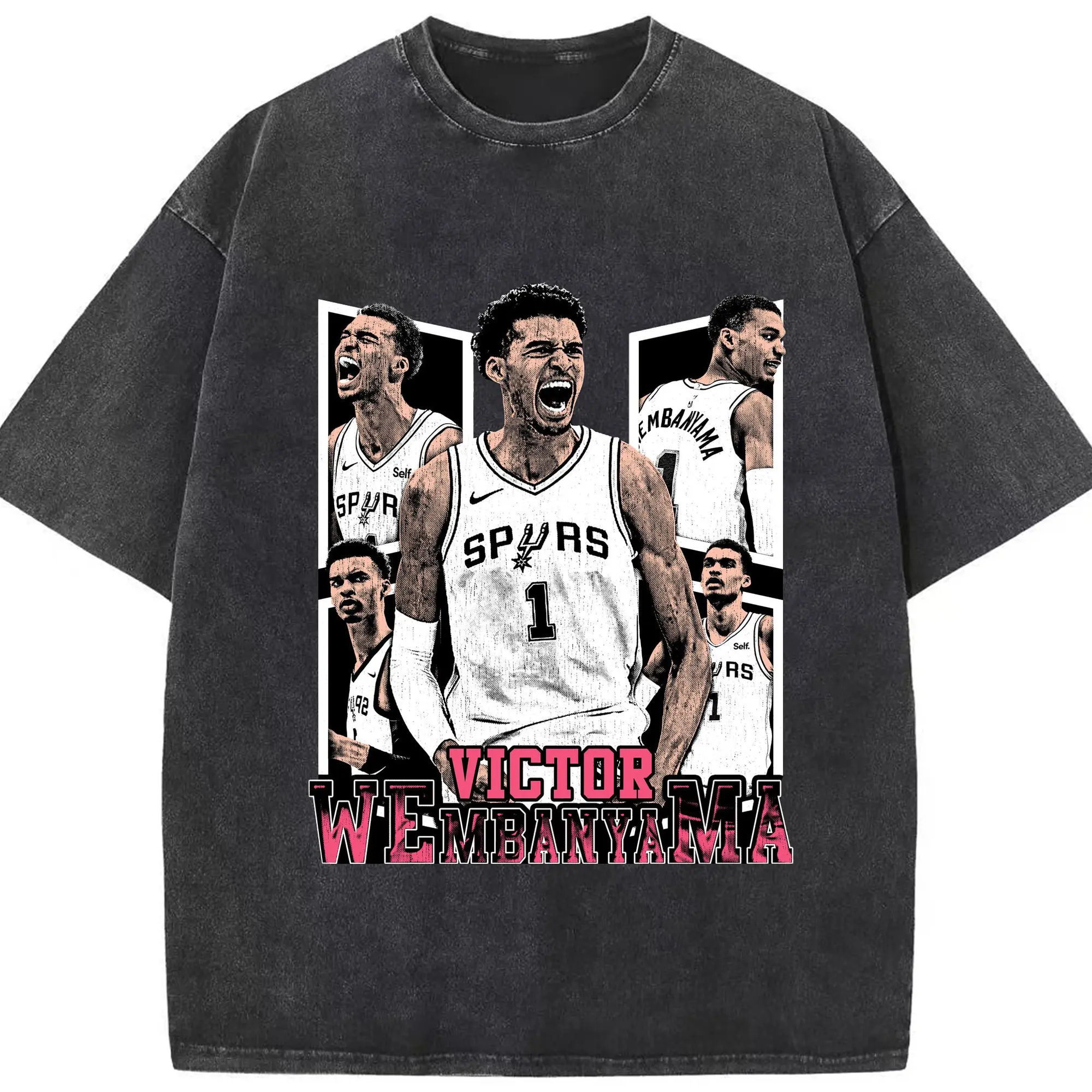 Victor Wembanyama “Roar Mode” Graphic Shirt - Washed Vintage Look 230g Cotton Oversized T-Shirt With Front Heat Transfer Print – Soft, Lightweight, Stylish Fit – Comfortable Casual Wear For Sports & Everyday Use