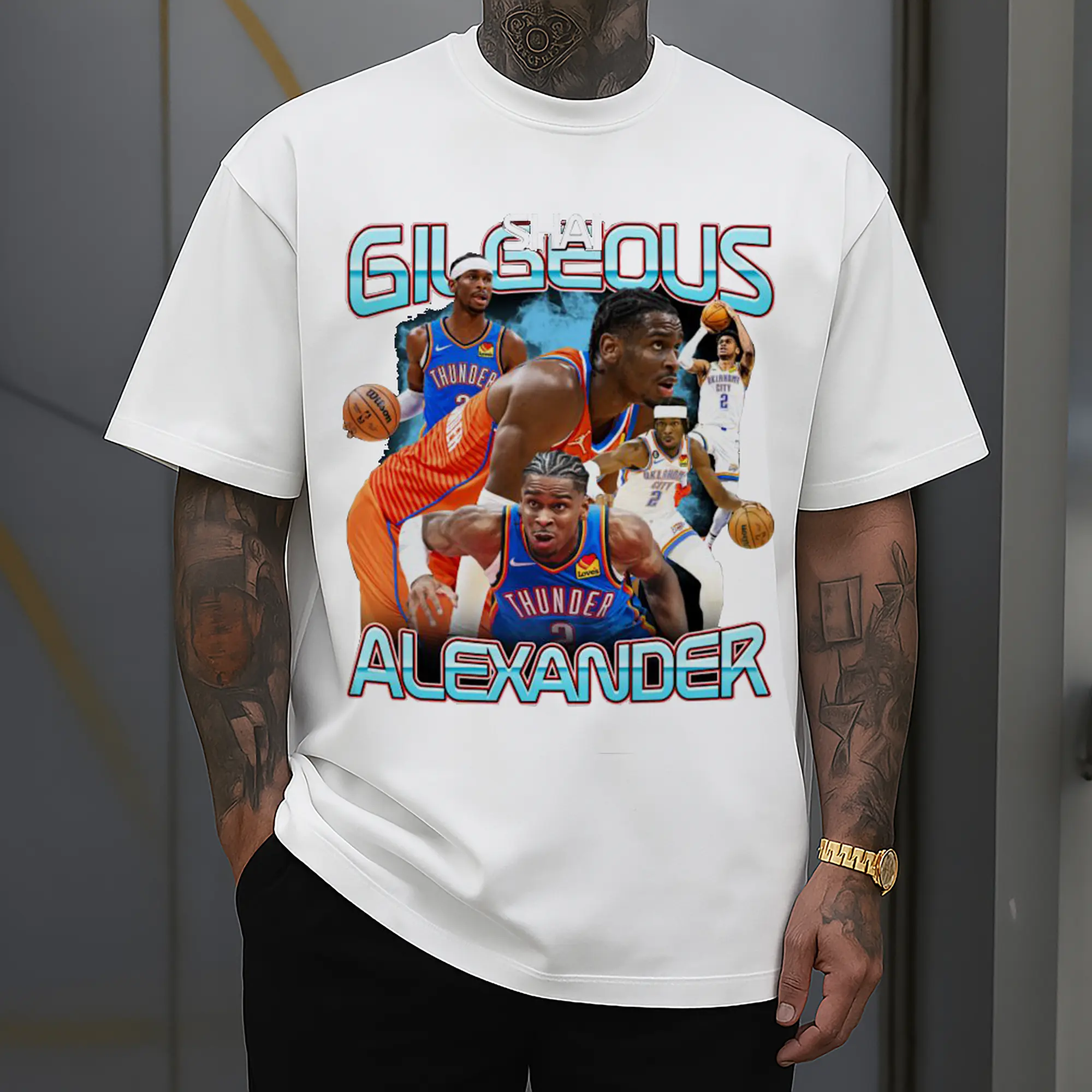 SGA Thunder #2 Bold NBA Fan Collage Shirt