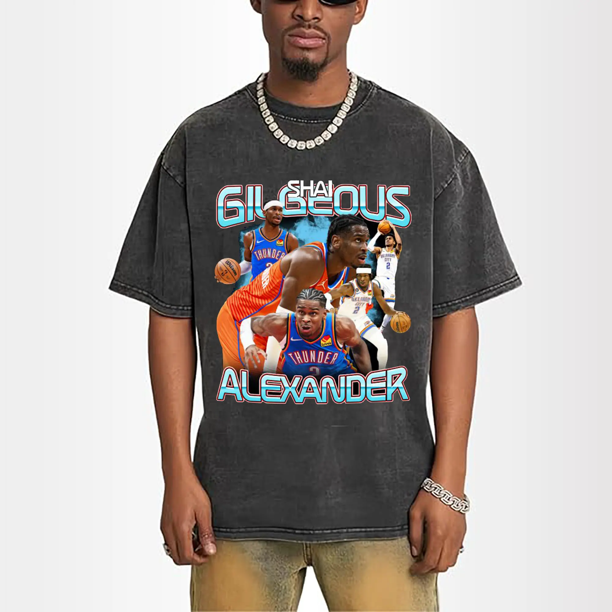 SGA Thunder #2 Bold NBA Fan Collage Shirt