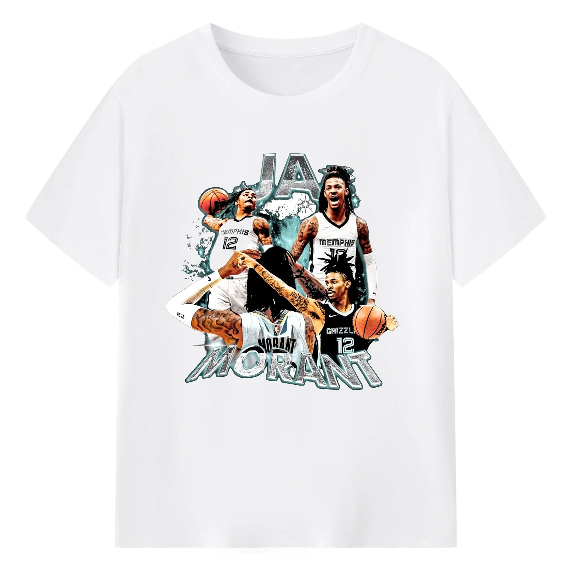 Ja Morant Memphis Grizzlies Vintage Shirt - 180g Cotton T-Shirt With Front Heat Transfer Print – Soft, Lightweight, Fitted Design – Comfortable Casual Wear For Sports & Everyday Use