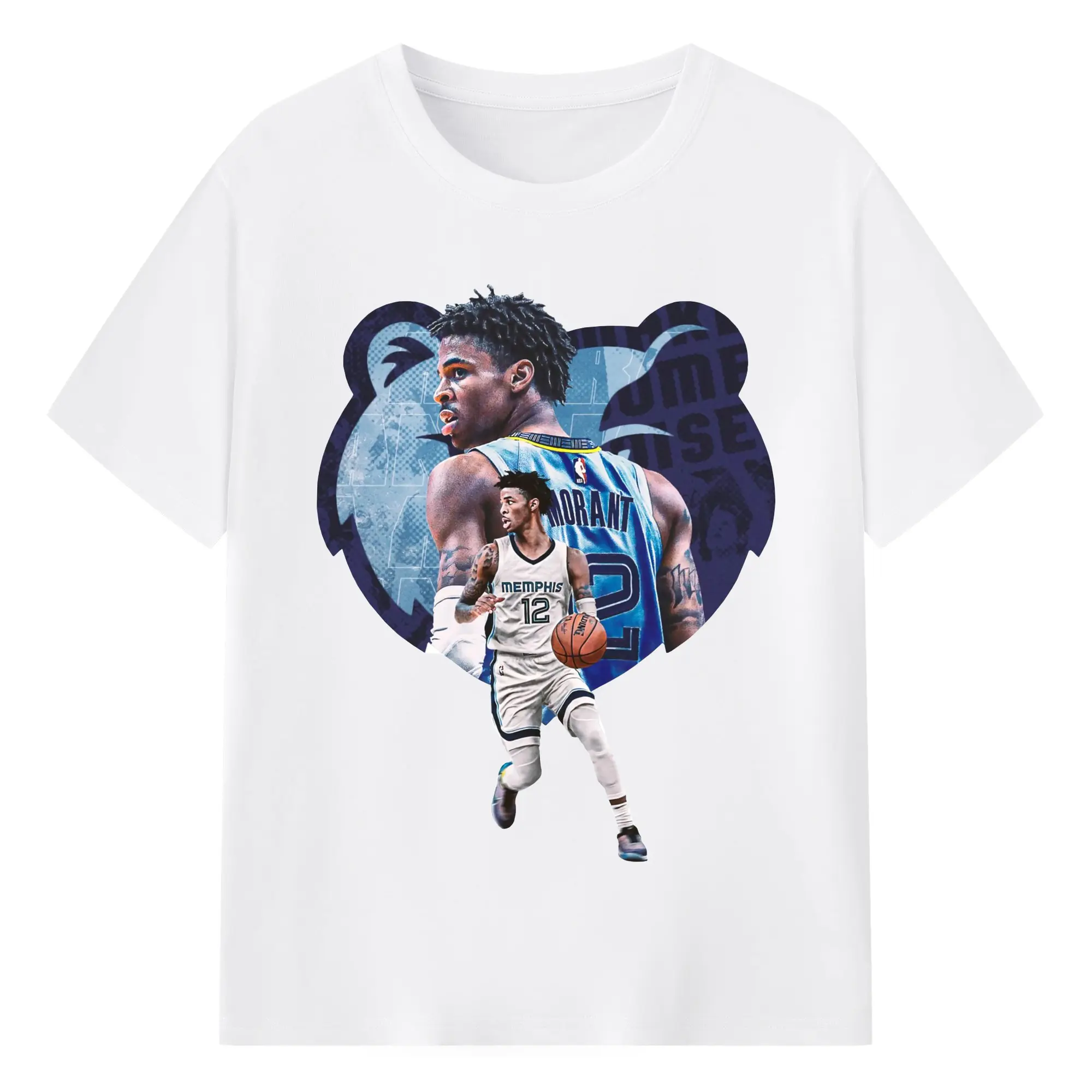 Ja Morant Motion Dribble Graphic Shirt - 180g Cotton T-Shirt With Front Heat Transfer Print – Soft, Lightweight, Fitted Design – Comfortable Casual Wear For Sports & Everyday Use