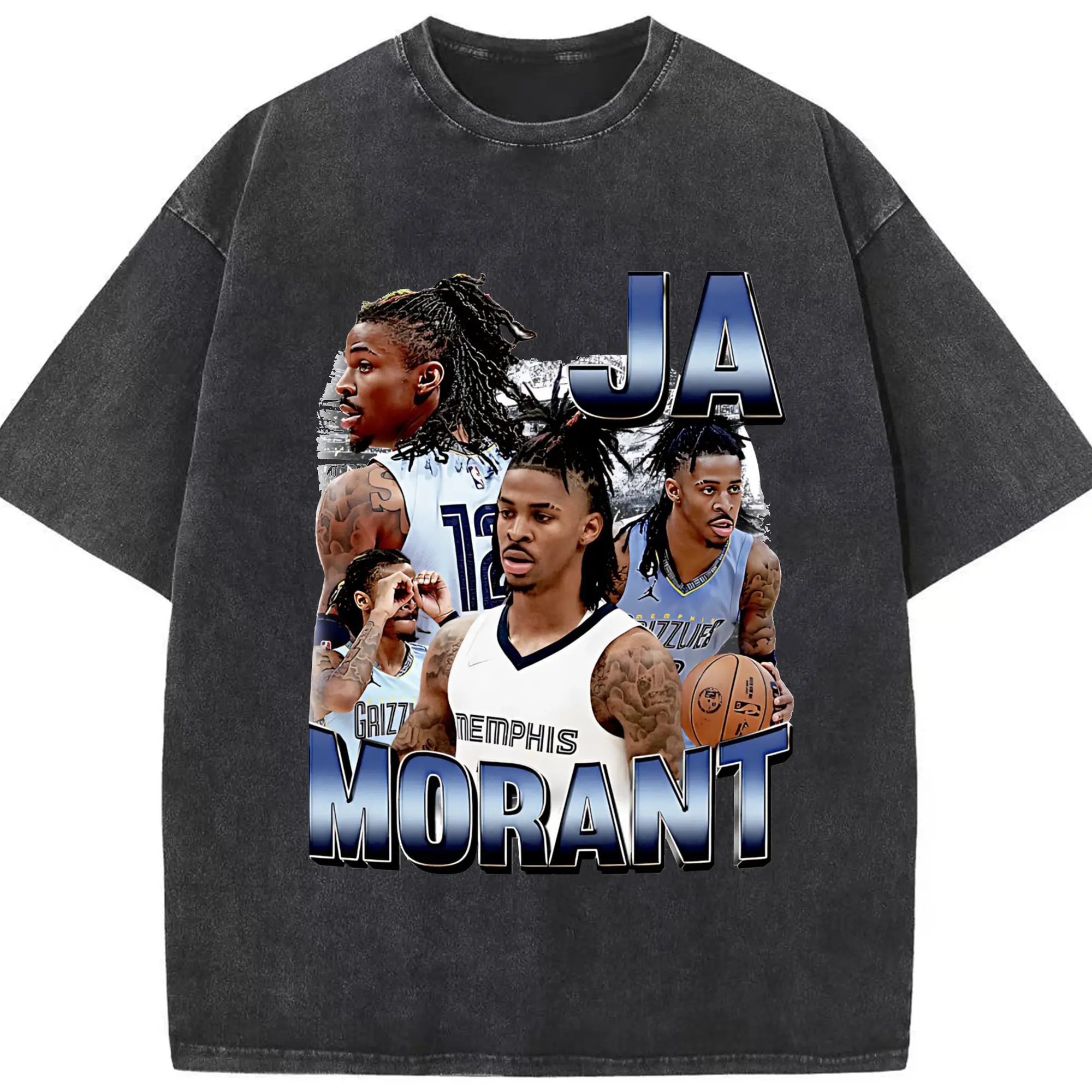 Ja Morant Street King Explosive Grizzlies Graphic Shirt - Washed Vintage Look 230g Cotton Oversized T-Shirt With Front Heat Transfer Print – Soft, Lightweight, Stylish Fit – Comfortable Casual Wear For Sports & Everyday Use