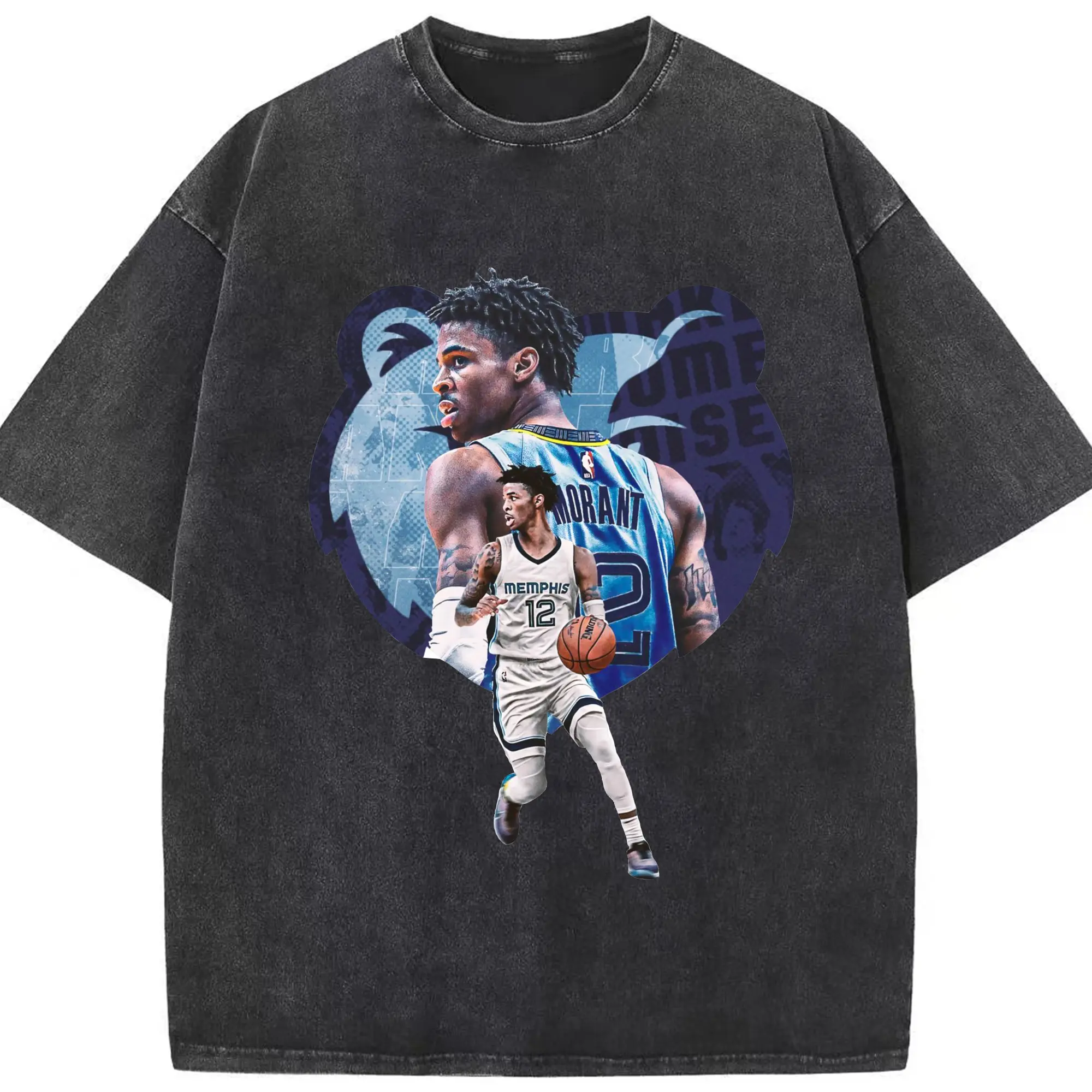 Ja Morant Motion Dribble Graphic Shirt - Washed Vintage Look 230g Cotton Oversized T-Shirt With Front Heat Transfer Print – Soft, Lightweight, Stylish Fit – Comfortable Casual Wear For Sports & Everyday Use