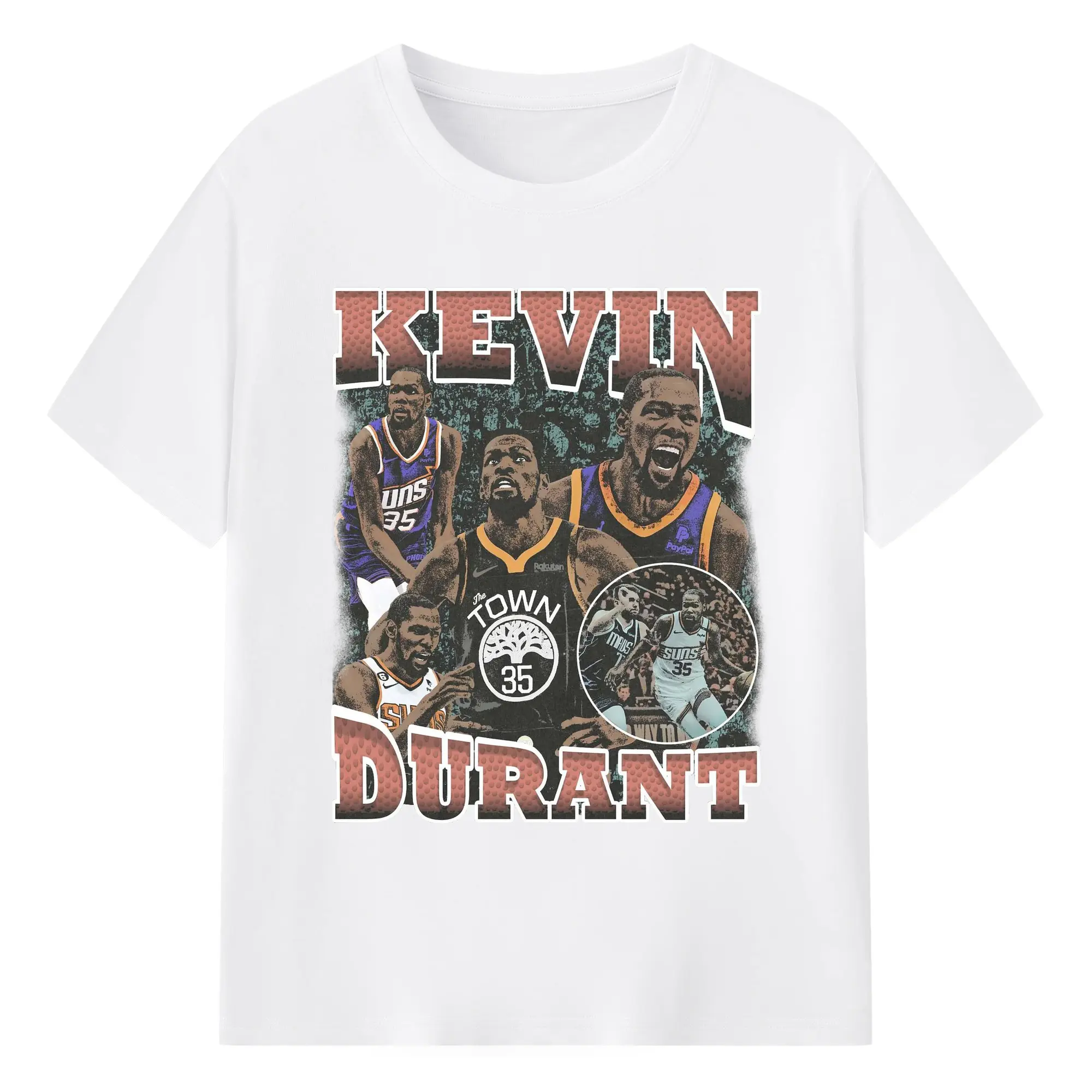 Kevin Durant Suns & Warriors Collectible Shirt - 180g Cotton T-Shirt With Front Heat Transfer Print – Soft, Lightweight, Fitted Design – Comfortable Casual Wear For Sports & Everyday Use