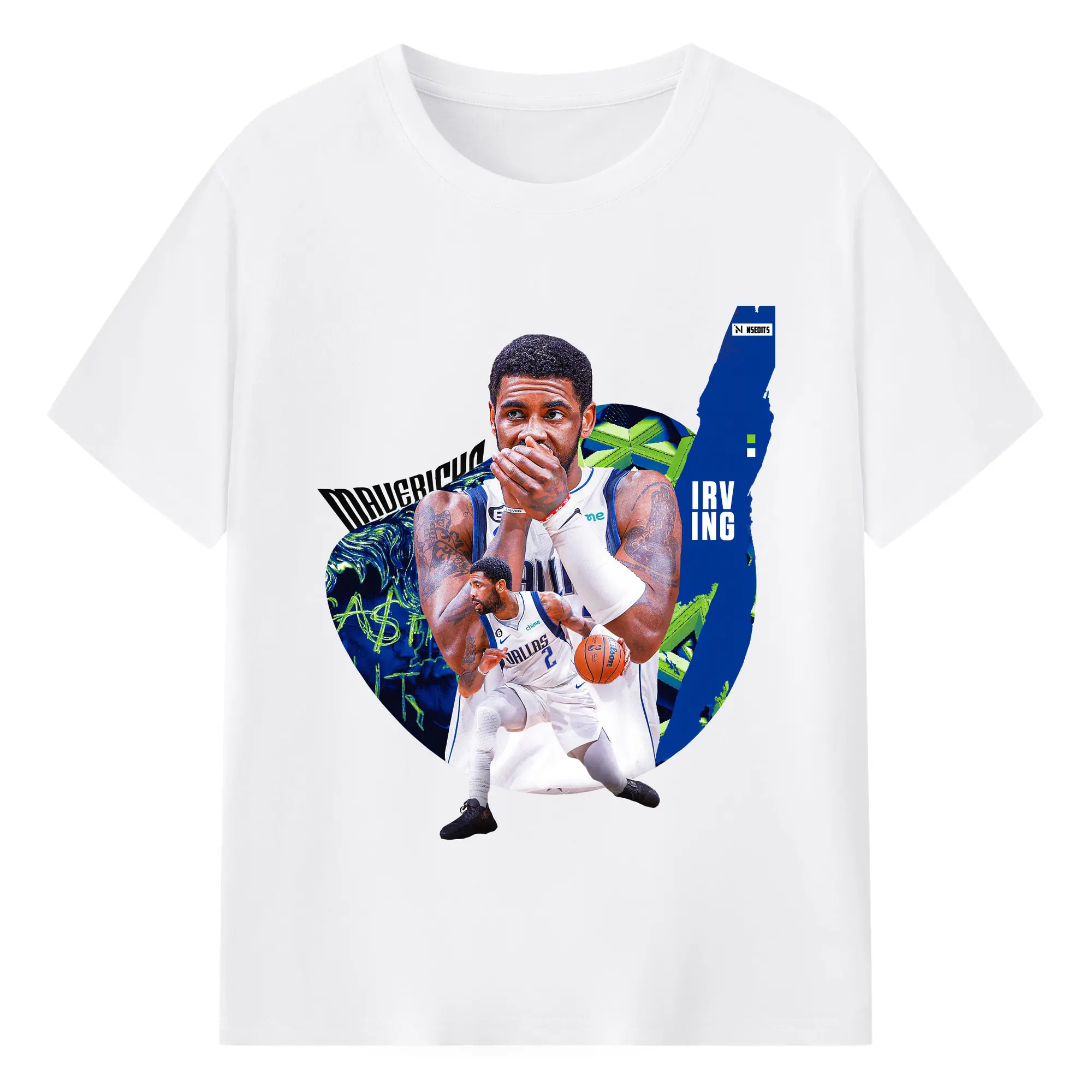 Kyrie Irving Dallas Mavericks Graphic - 180g Cotton T-Shirt With Front Heat Transfer Print – Soft, Lightweight, Fitted Design – Comfortable Casual Wear For Sports & Everyday Use
