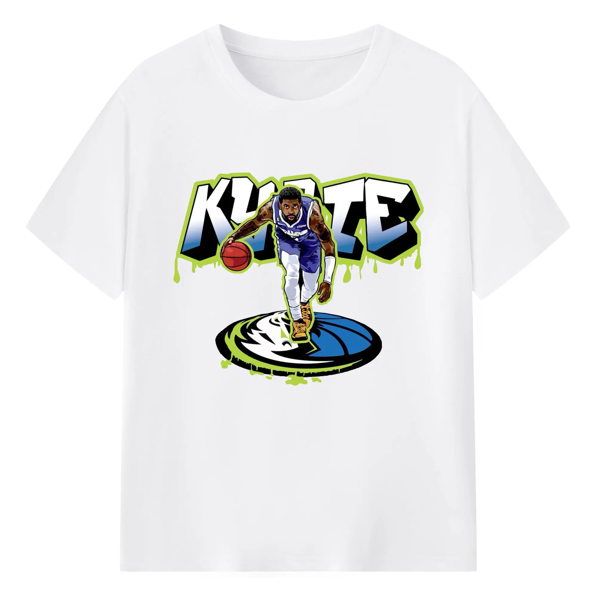 Kyrie Irving Dallas Mavericks Graffiti Shirt - 180g Cotton T-Shirt With Front Heat Transfer Print – Soft, Lightweight, Fitted Design – Comfortable Casual Wear For Sports & Everyday Use
