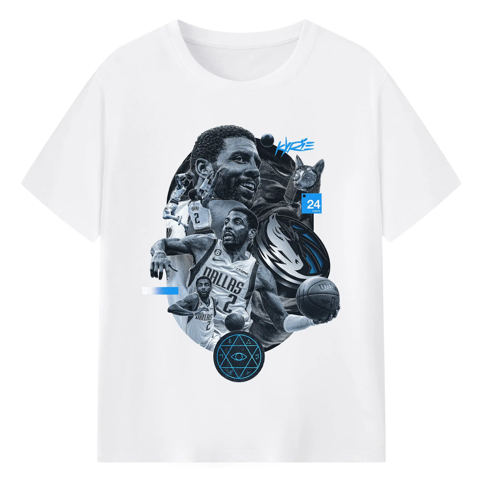 Kyrie Irving Dallas Mavericks Hexagram totem Art Shirt - 180g Cotton T-Shirt With Front Heat Transfer Print – Soft, Lightweight, Fitted Design – Comfortable Casual Wear For Sports & Everyday Use