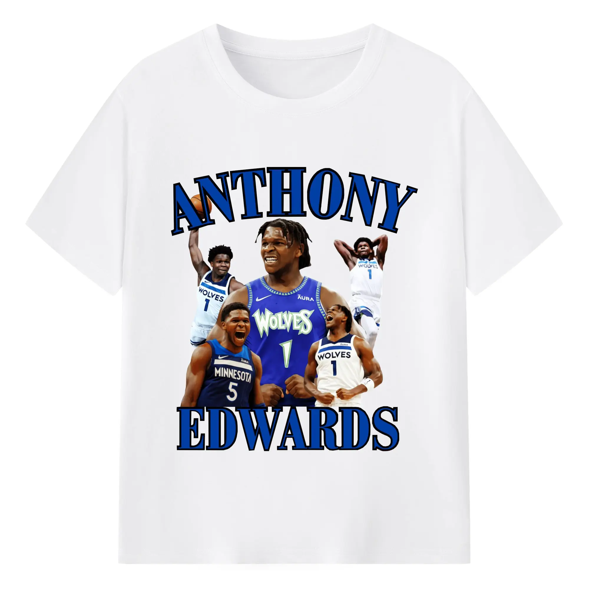 Anthony Edwards Wolves Legacy Shirt– Minnesota #1 - 180g Cotton T-Shirt With Front Heat Transfer Print – Soft, Lightweight, Fitted Design – Comfortable Casual Wear For Sports & Everyday Use