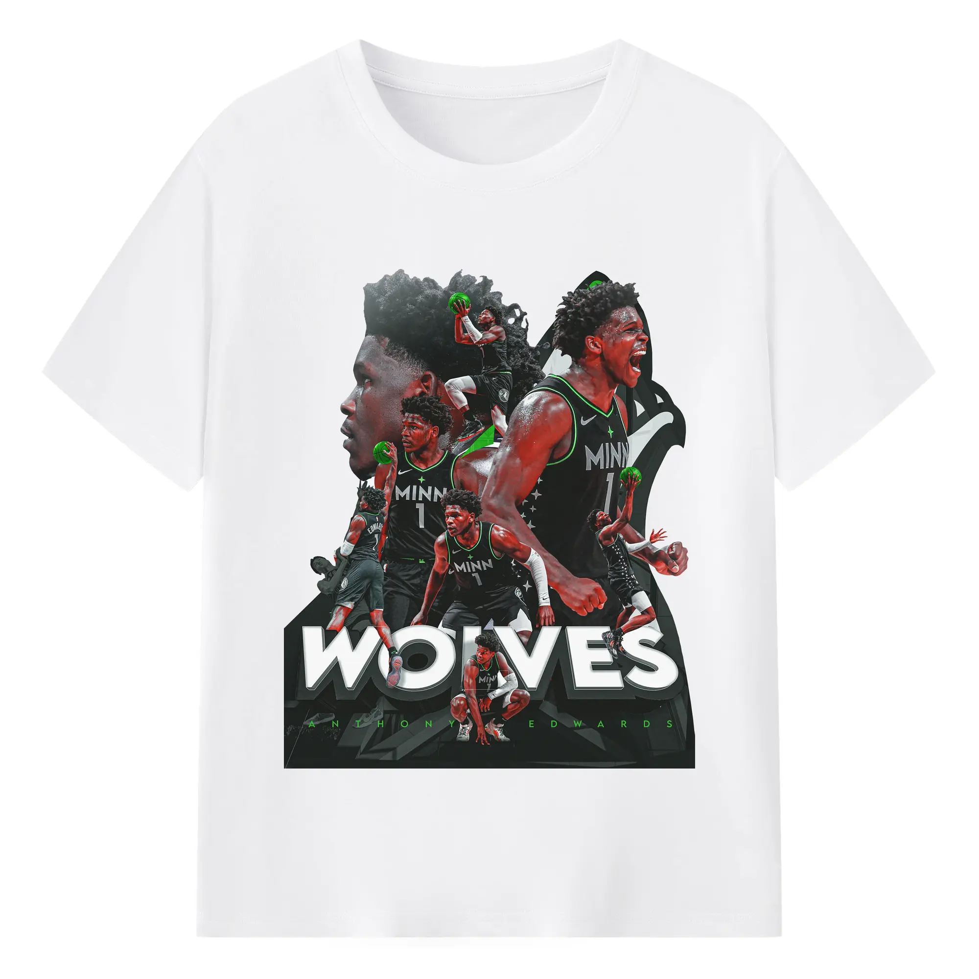 Anthony Edwards Minnesota Timberwolves Basketball Highlights Shirt - 180g Cotton T-Shirt With Front Heat Transfer Print – Soft, Lightweight, Fitted Design – Comfortable Casual Wear For Sports & Everyday Use