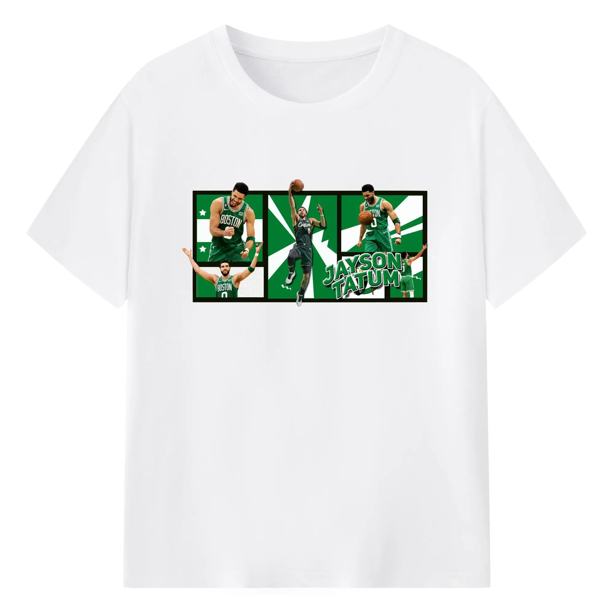 Jayson Tatum Comic Panel Celtics Shirt - 180g Cotton T-Shirt With Front Heat Transfer Print – Soft, Lightweight, Fitted Design – Comfortable Casual Wear For Sports & Everyday Use