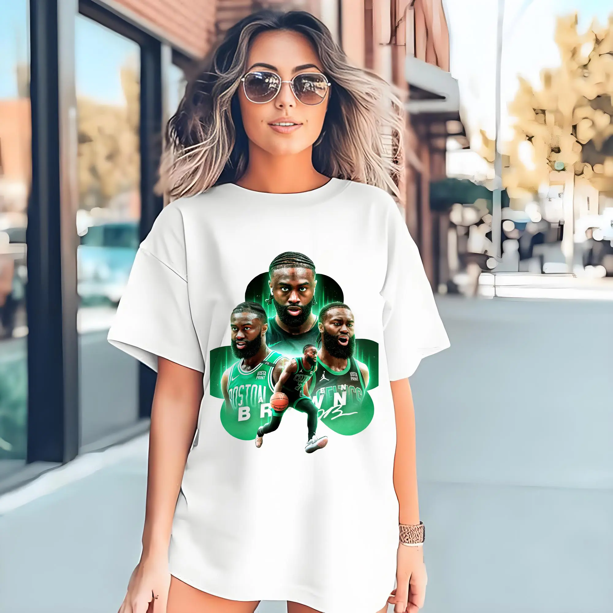 Jaylen Brown Boston Celtics Green Glow Clover Design Shirt