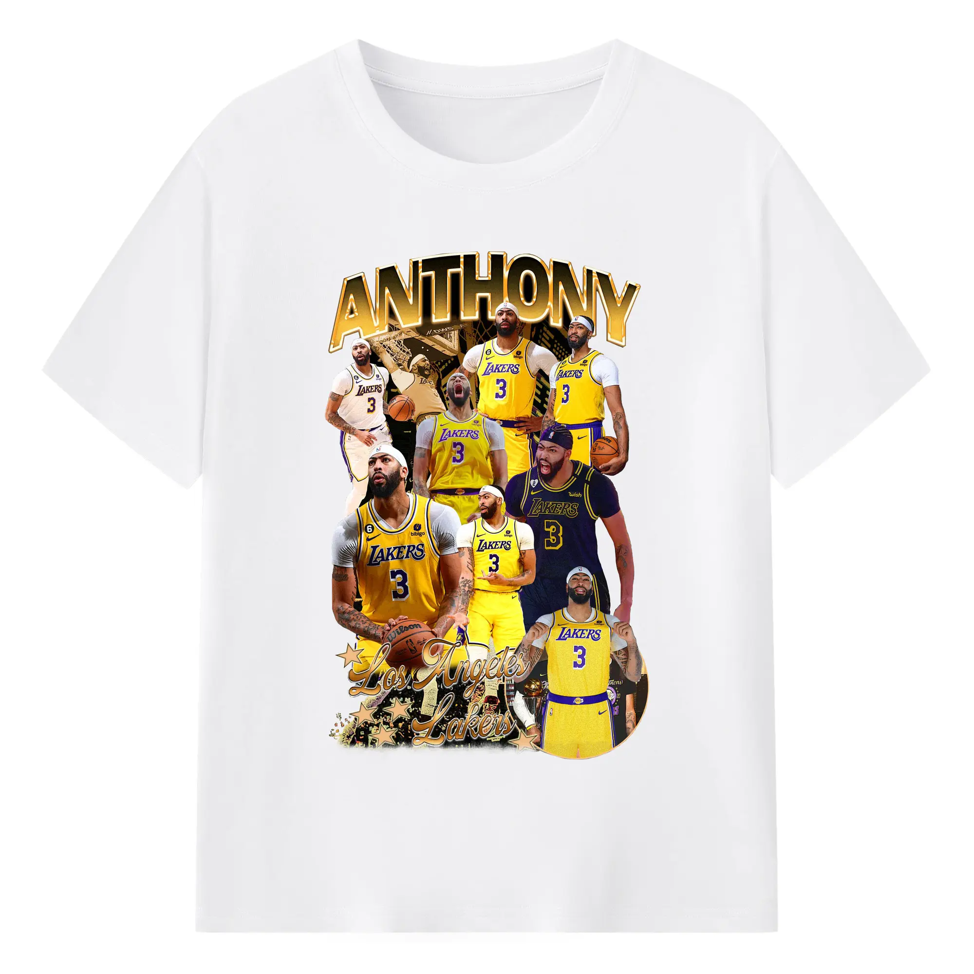 Los Angeles Lakers Anthony Davis Multi-Moment Shirt - 180g Cotton T-Shirt With Front Heat Transfer Print – Soft, Lightweight, Fitted Design – Comfortable Casual Wear For Sports & Everyday Use
