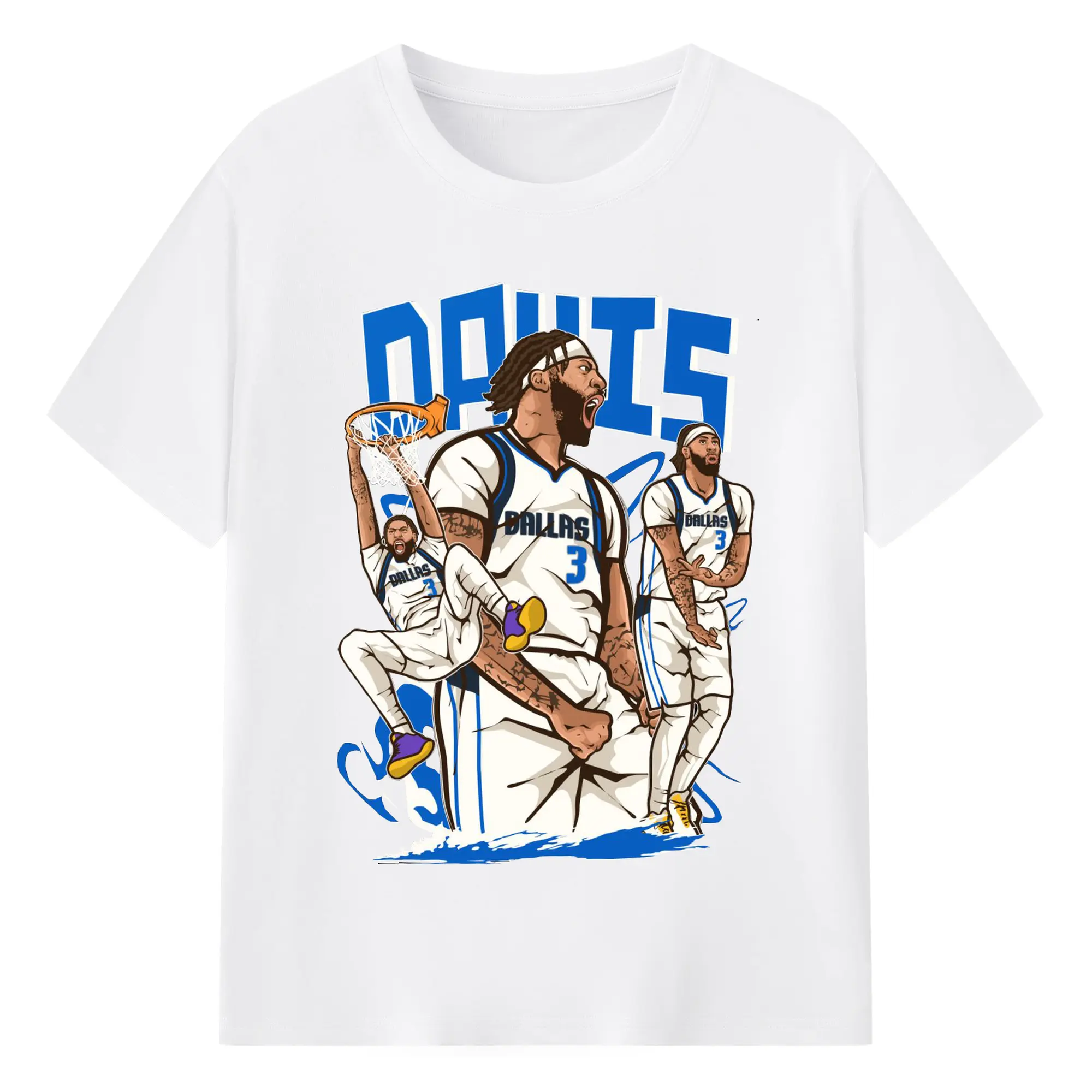 Davis in Dallas #3 Cartoon Slam Art T-Shirt - 180g Cotton T-Shirt With Front Heat Transfer Print – Soft, Lightweight, Fitted Design – Comfortable Casual Wear For Sports & Everyday Use