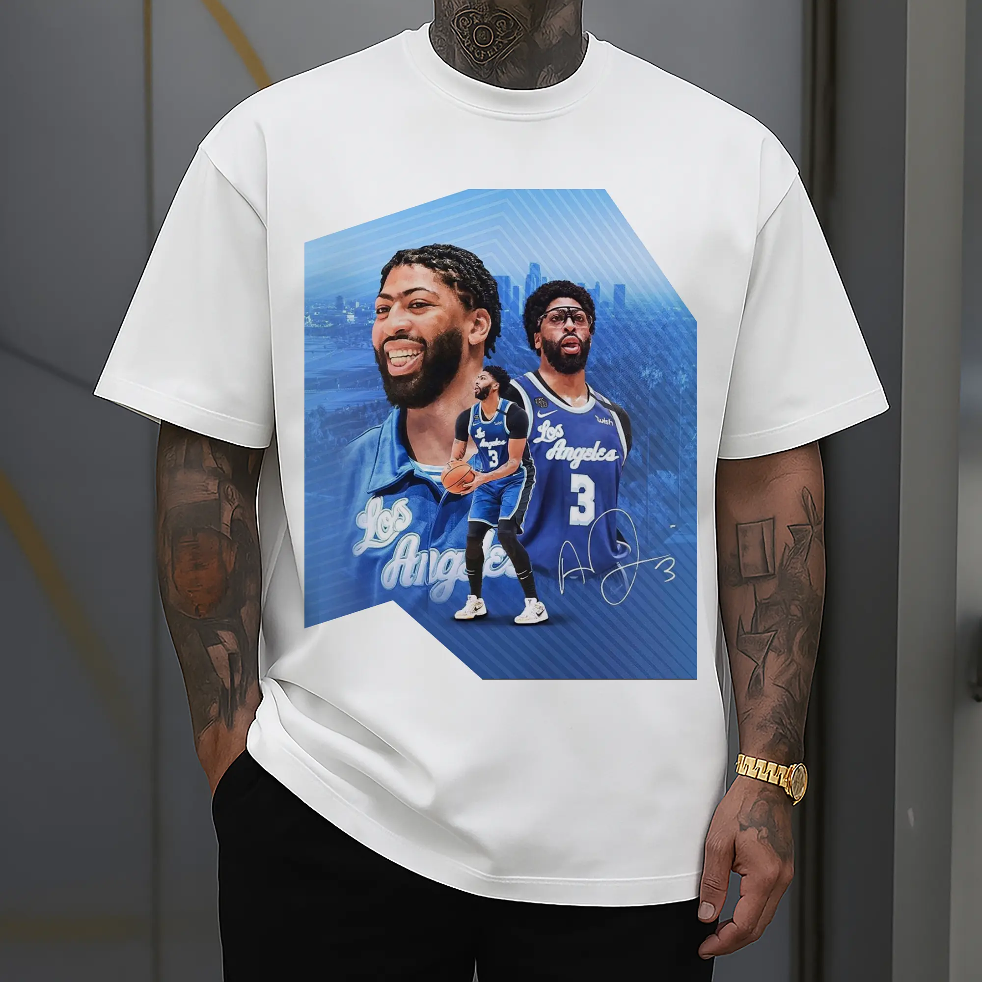 Anthony Davis Los Angeles Blue Design Basketball Shirt