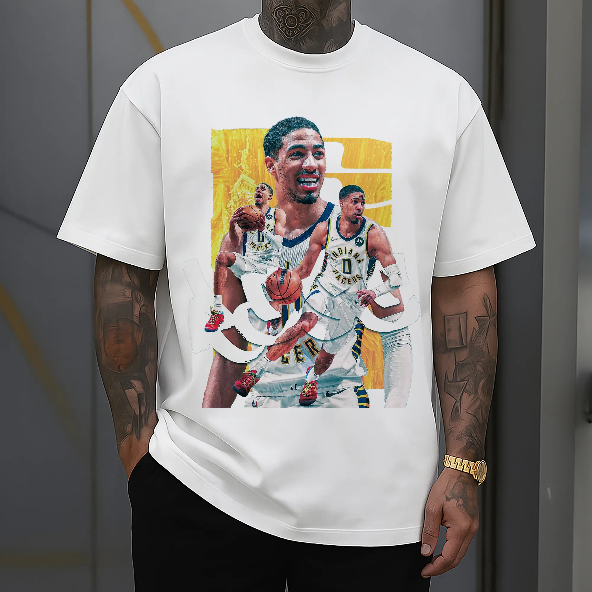 Tyrese Haliburton Indiana Pacers Hoops Art Dynamic Action Shirt