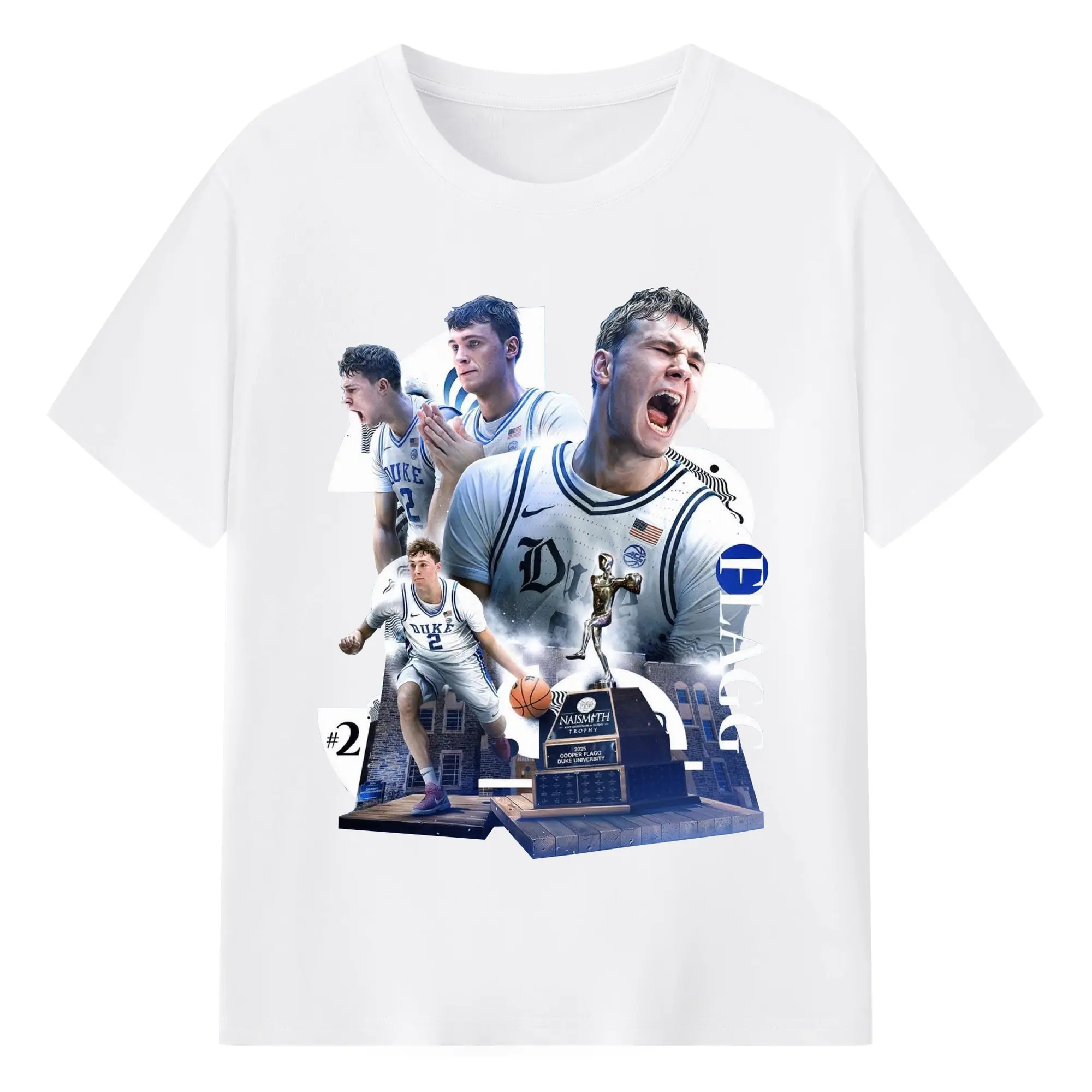 Cooper Flagg NCAA 2025 Player of the Year Shirt - 180g Cotton T-Shirt With Front Heat Transfer Print – Soft, Lightweight, Fitted Design – Comfortable Casual Wear For Sports & Everyday Use