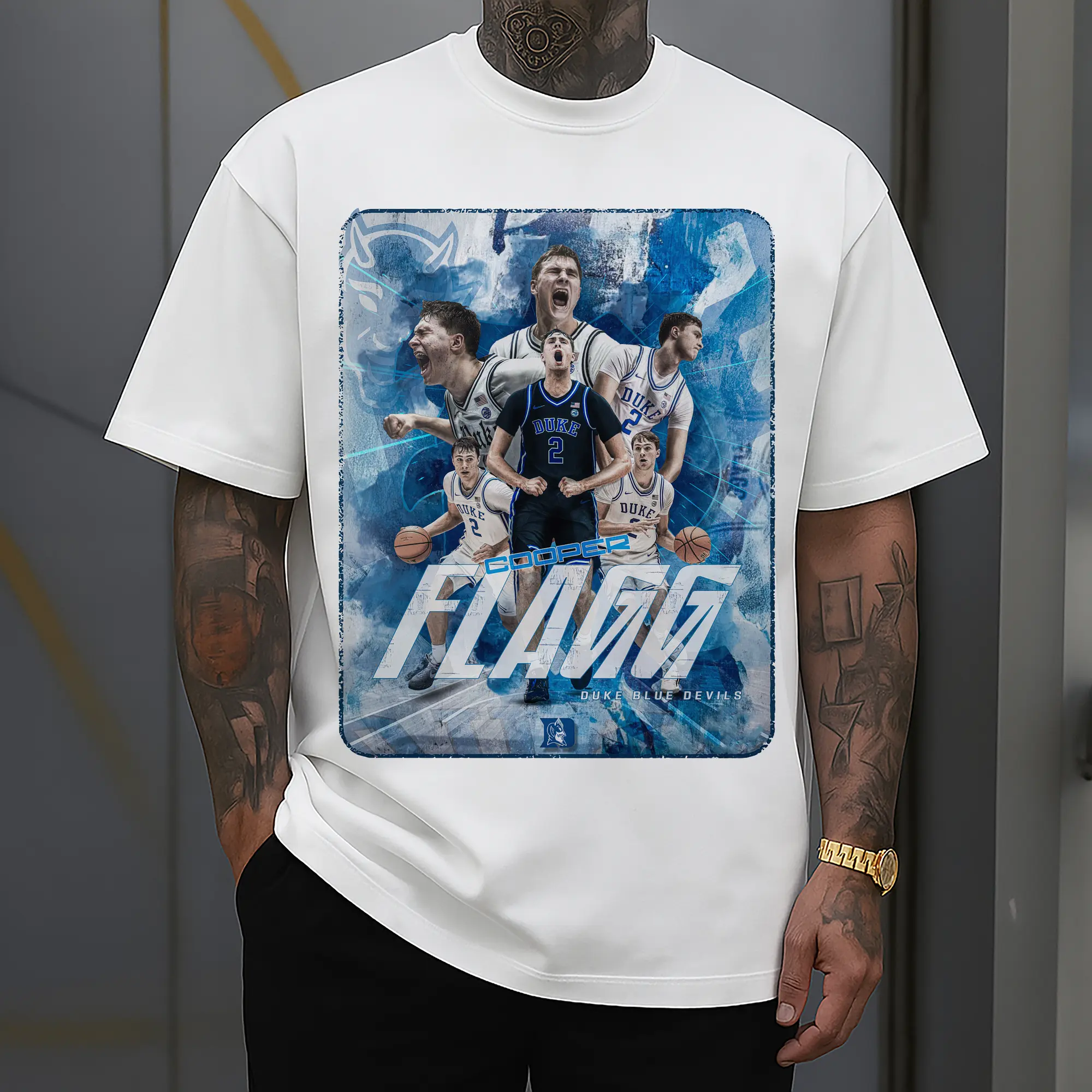 Duke Blue Devils Cooper Flagg Hoops Collage Shirt