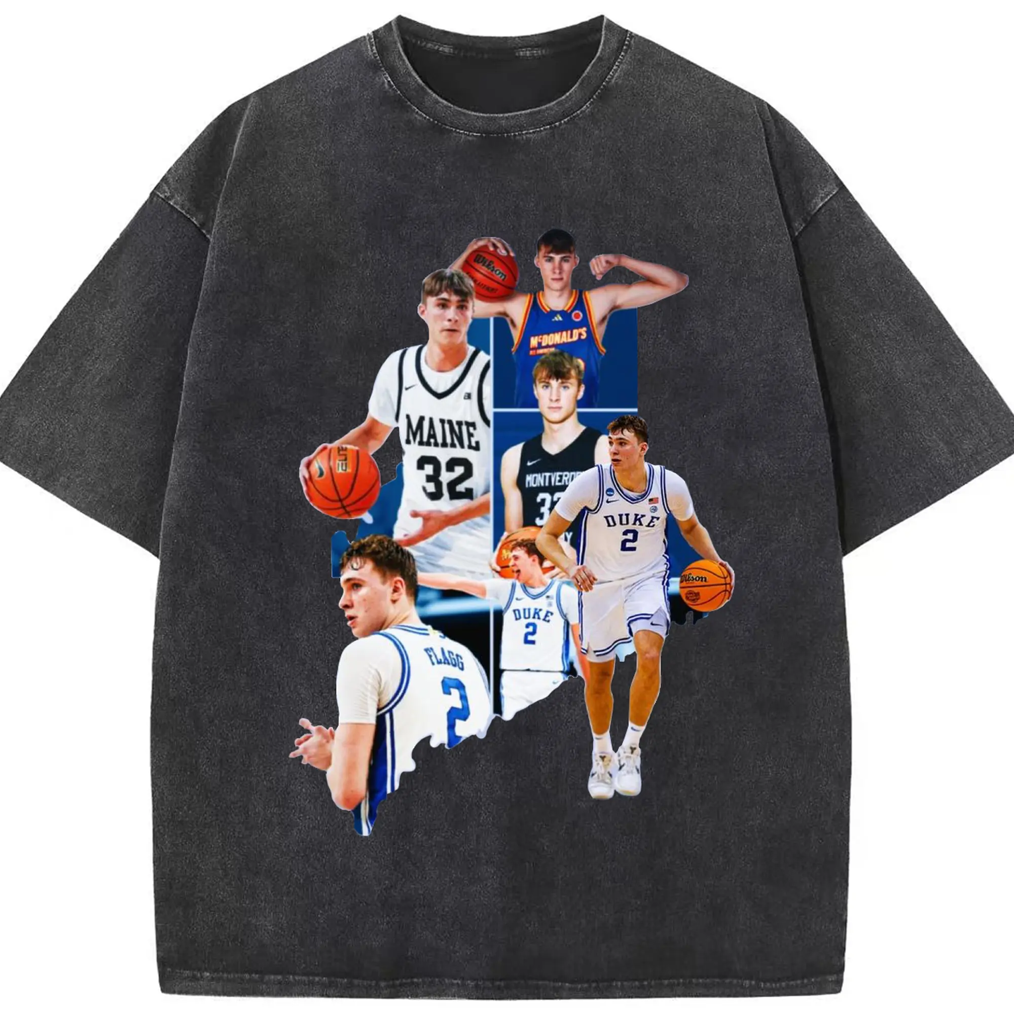 Cooper Flagg Career Path Shirt –  Montverde to Duke Basketball Legend - Washed Vintage Look 230g Cotton Oversized T-Shirt With Front Heat Transfer Print – Soft, Lightweight, Stylish Fit – Comfortable Casual Wear For Sports & Everyday Use