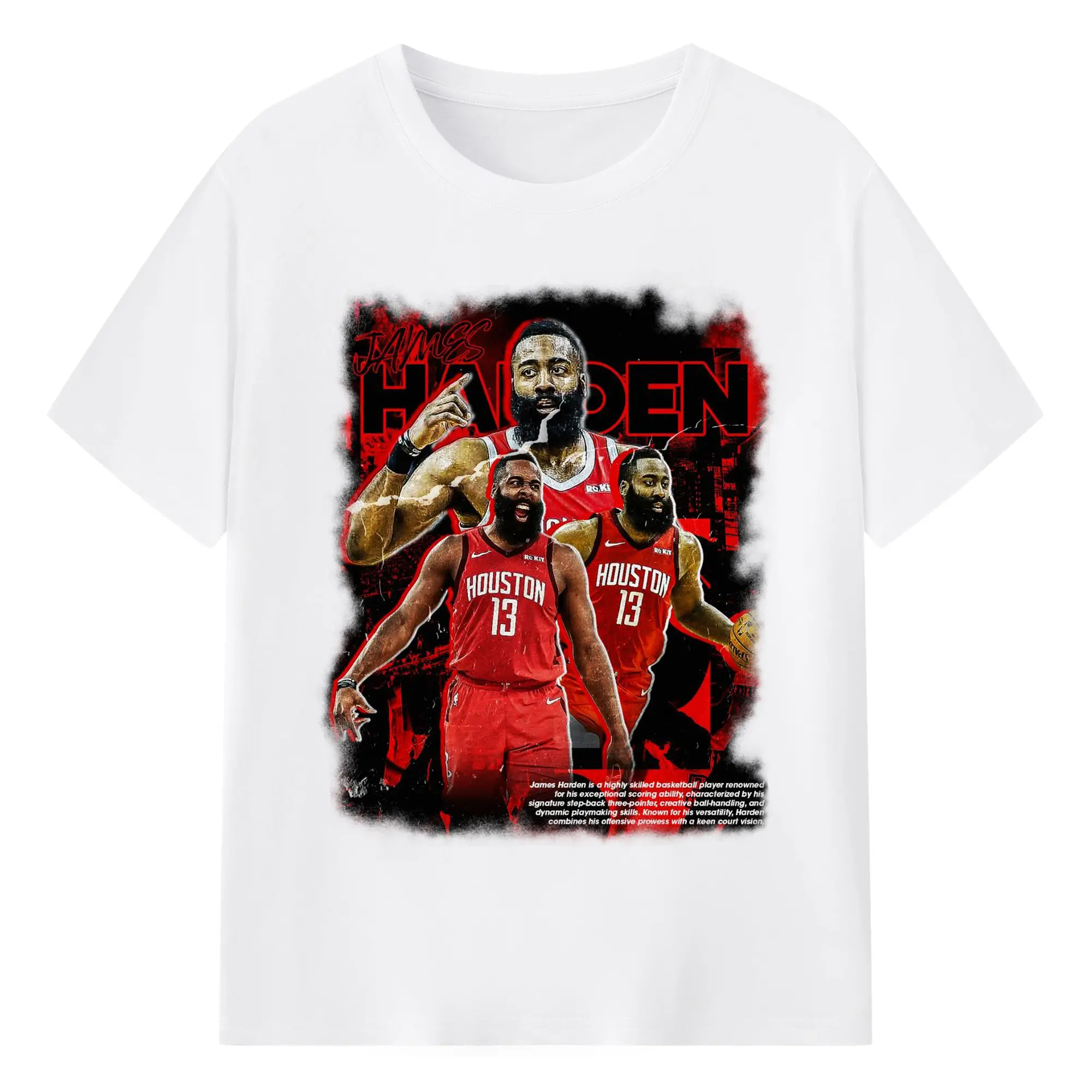 James Harden #13 Houston Rockets MVP Shirt - 180g Cotton T-Shirt With Front Heat Transfer Print – Soft, Lightweight, Fitted Design – Comfortable Casual Wear For Sports & Everyday Use