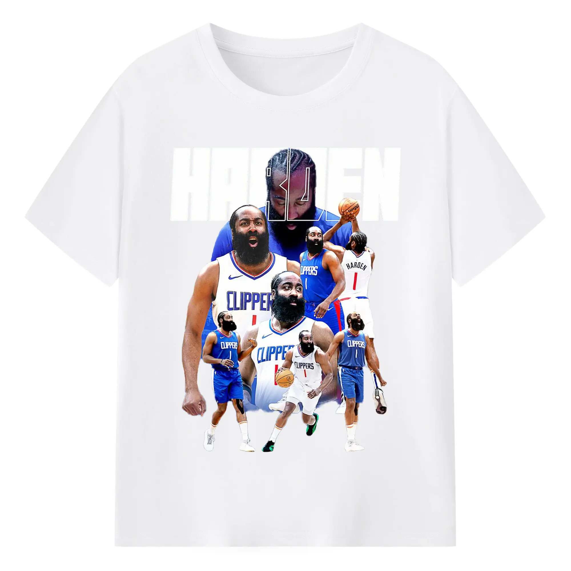 James Harden #1 LA Clippers Shirt - 180g Cotton T-Shirt With Front Heat Transfer Print – Soft, Lightweight, Fitted Design – Comfortable Casual Wear For Sports & Everyday Use