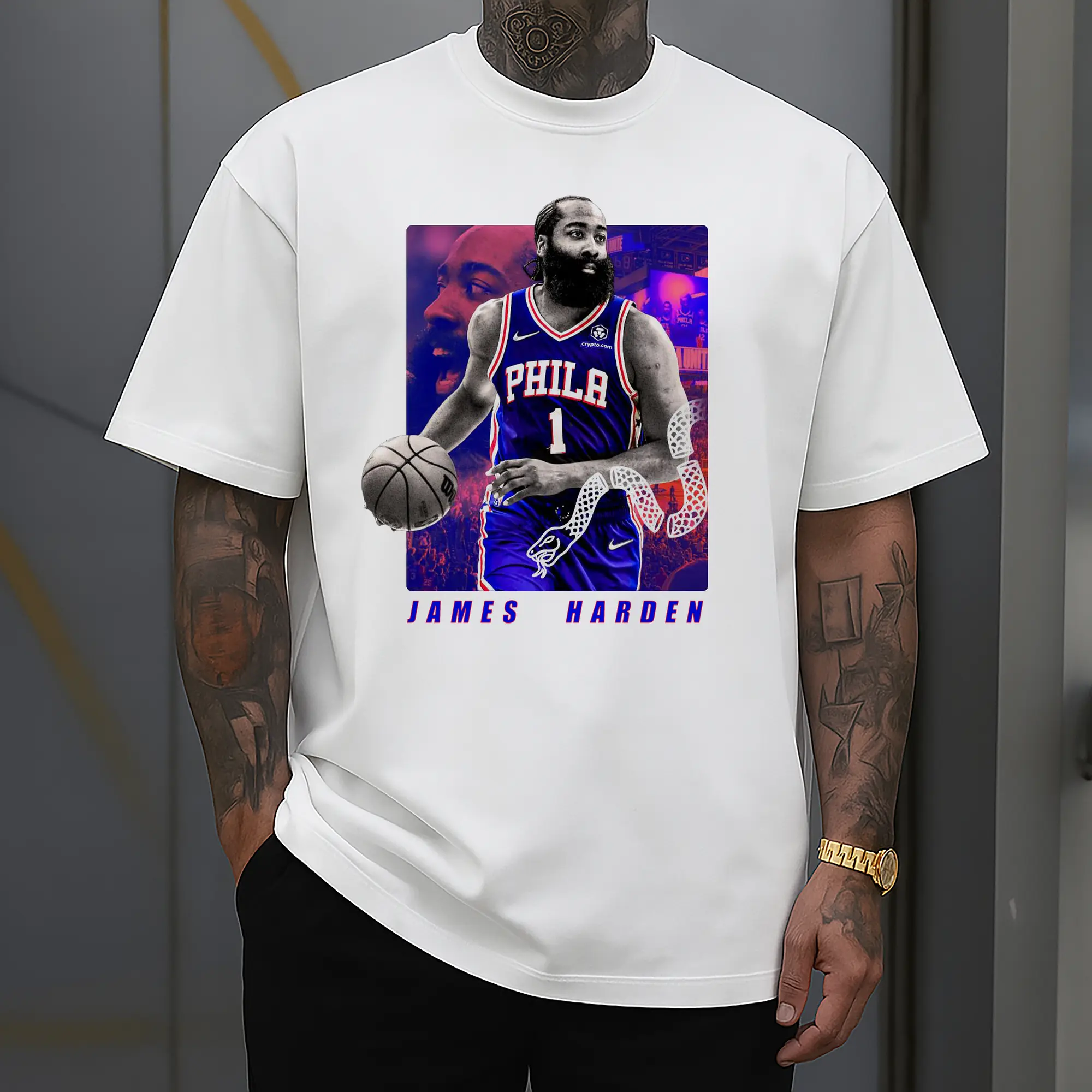 James Harden 76ers #1 White Mamba Art Shirt