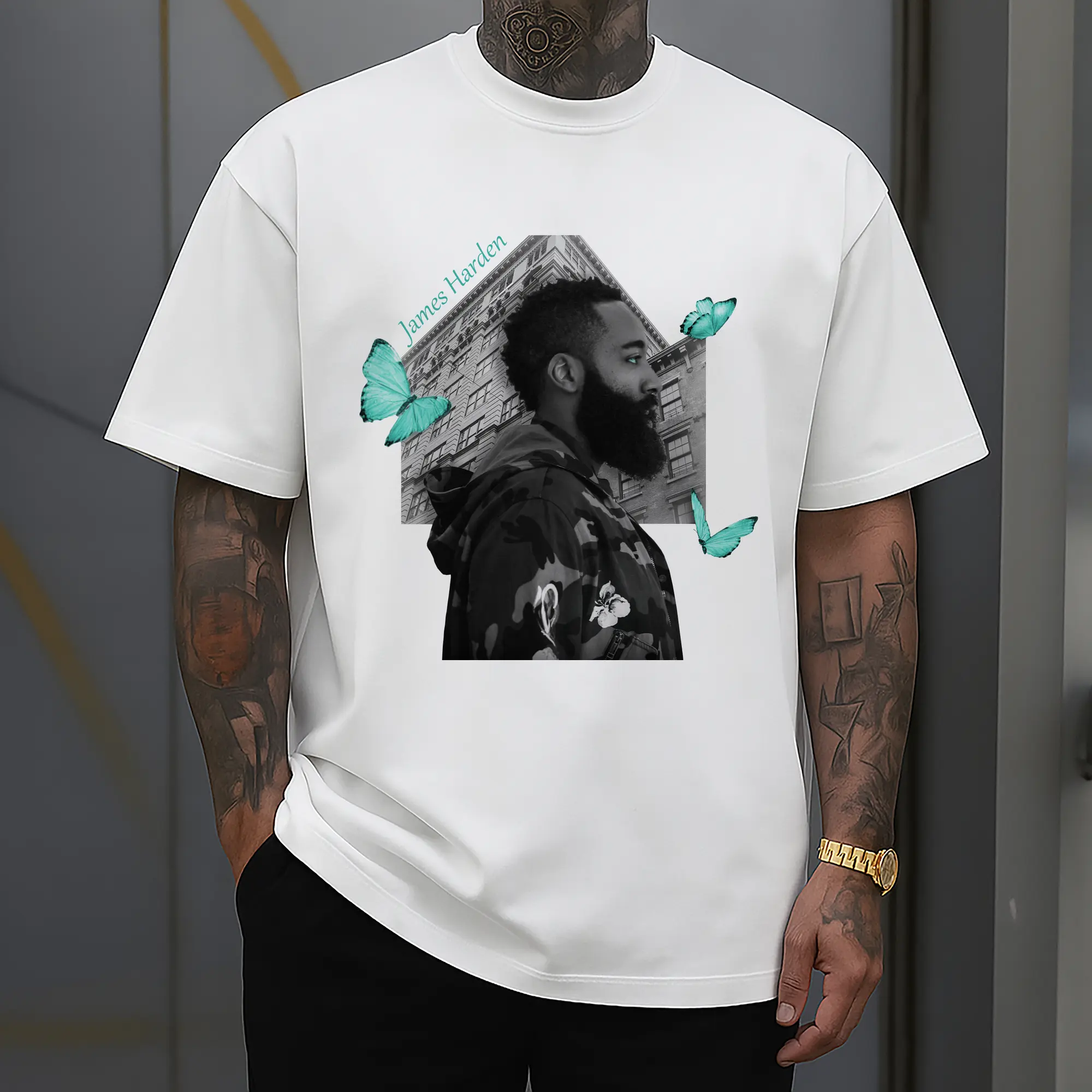 James Harden Tiffany Blue Butterfly Art Shirt