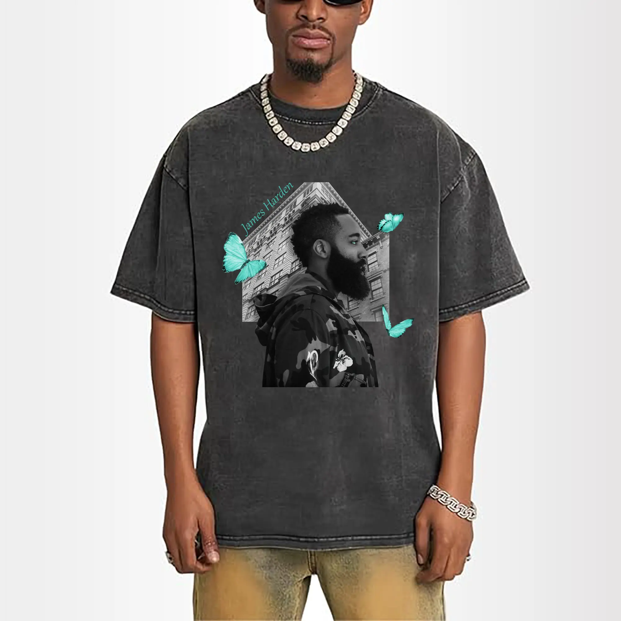 James Harden Tiffany Blue Butterfly Art Shirt