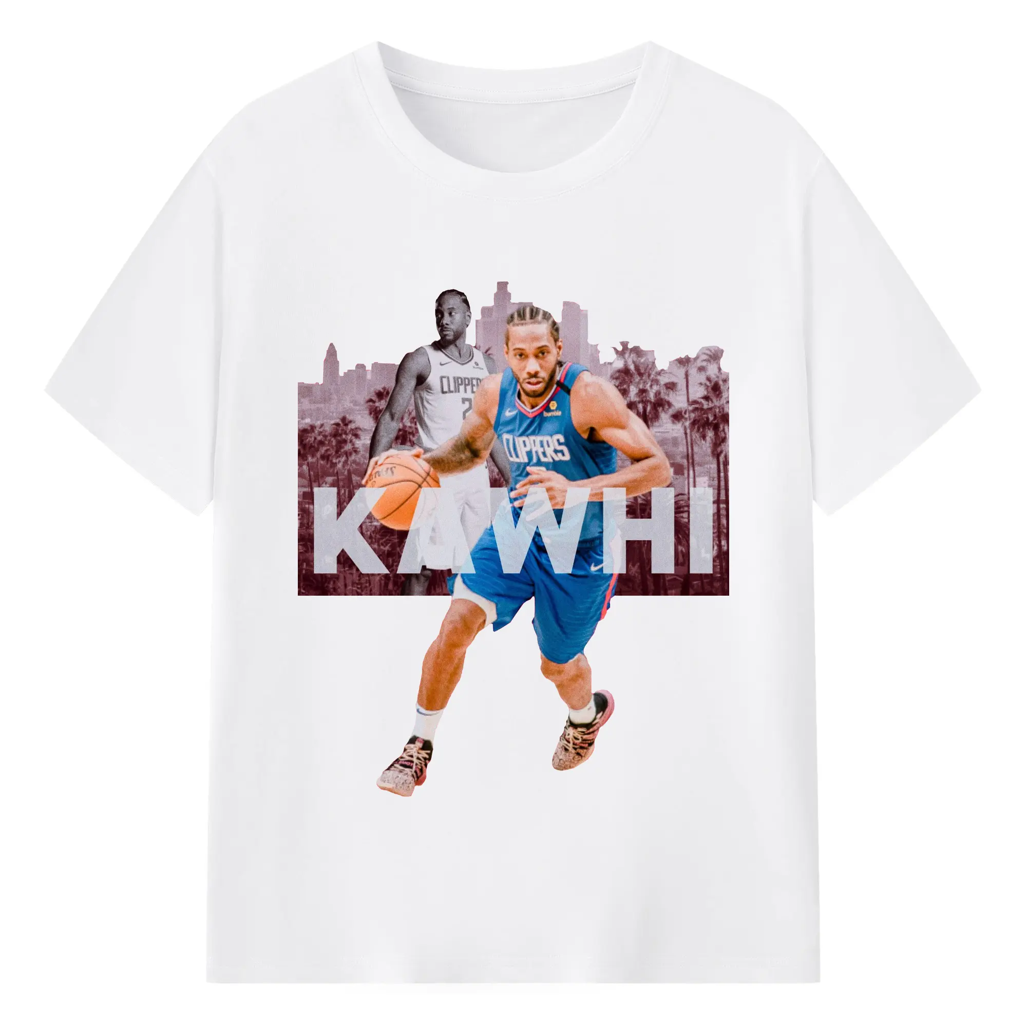 King of LA Clippers:Kawhi Leonard - 180g Cotton T-Shirt With Front Heat Transfer Print – Soft, Lightweight, Fitted Design – Comfortable Casual Wear For Sports & Everyday Use