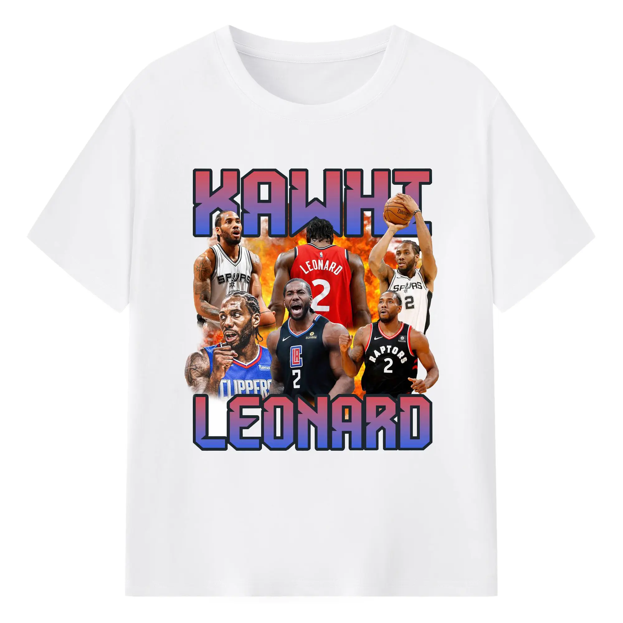 Kawhi Leonard Career Legacy Tee – NBA Multi-Team Tribute Shirt - 180g Cotton T-Shirt With Front Heat Transfer Print – Soft, Lightweight, Fitted Design – Comfortable Casual Wear For Sports & Everyday Use