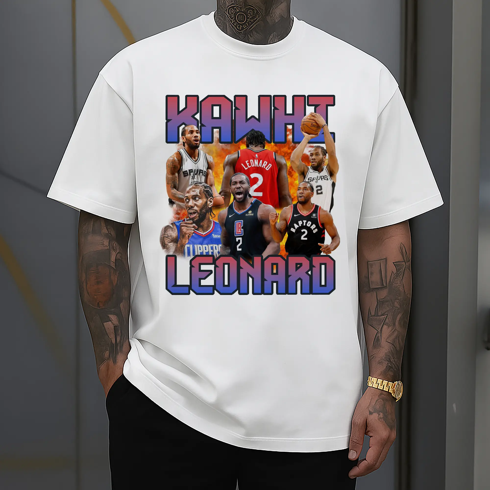 Kawhi Leonard Career Legacy Tee – NBA Multi-Team Tribute Shirt