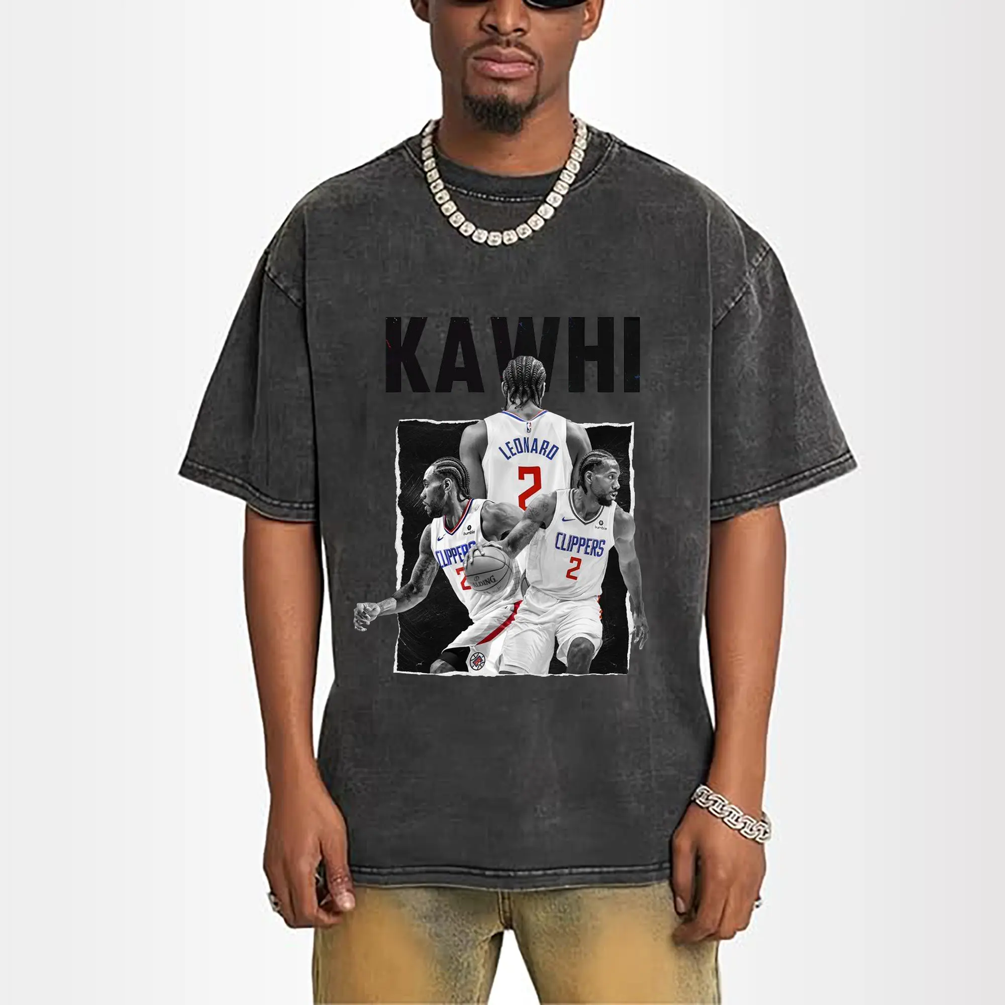 Kawhi Leonard Clippers #2 Black & White NBA Tribute Shirt
