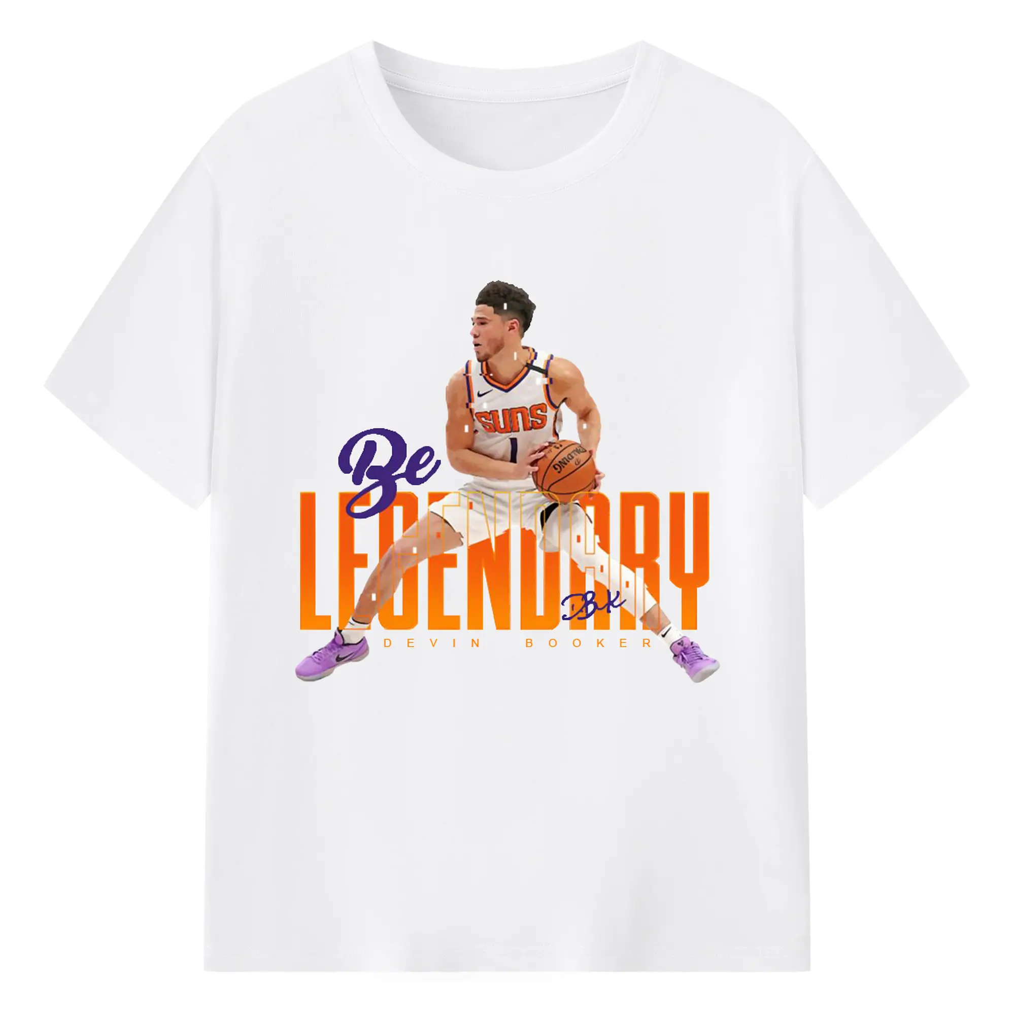 Devin Booker "Be Legendary" Shirt - 180g Cotton T-Shirt With Front Heat Transfer Print – Soft, Lightweight, Fitted Design – Comfortable Casual Wear For Sports & Everyday Use