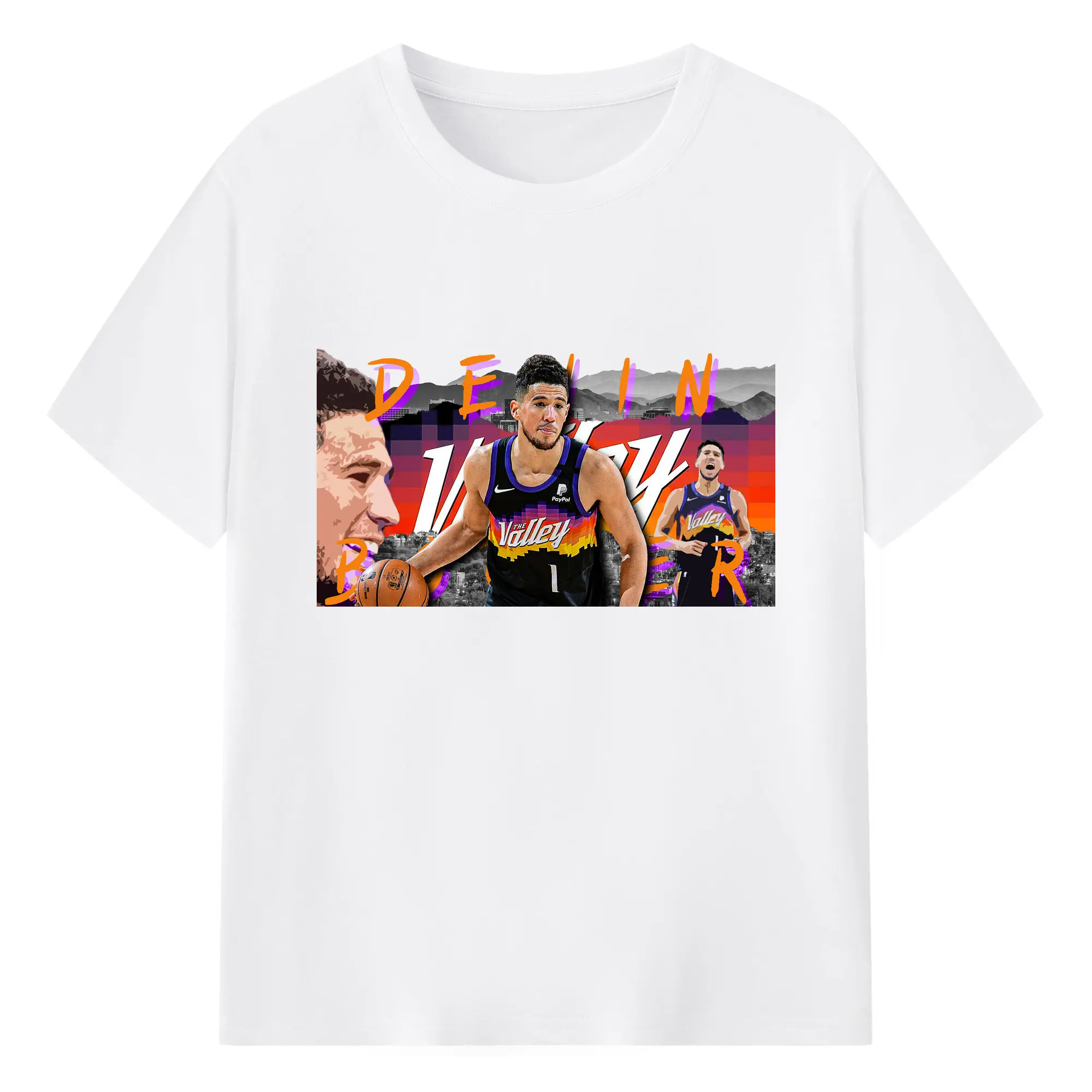 Devin Booker Phoenix Suns The Valley Shirt - 180g Cotton T-Shirt With Front Heat Transfer Print – Soft, Lightweight, Fitted Design – Comfortable Casual Wear For Sports & Everyday Use