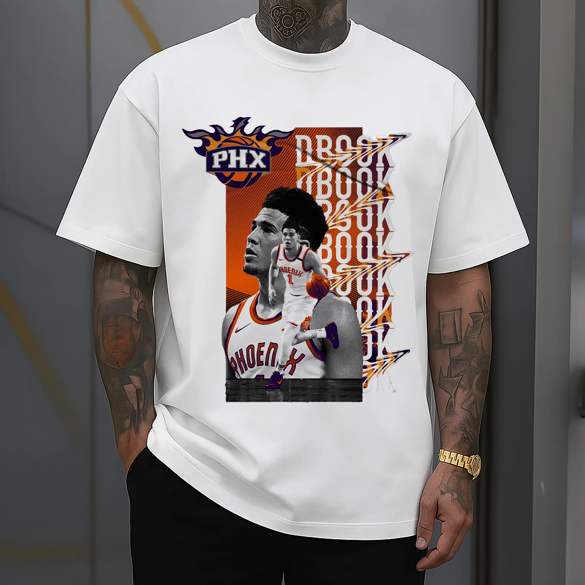 Phoenix Suns Devin Booker Retro Collage Basketball Shirt