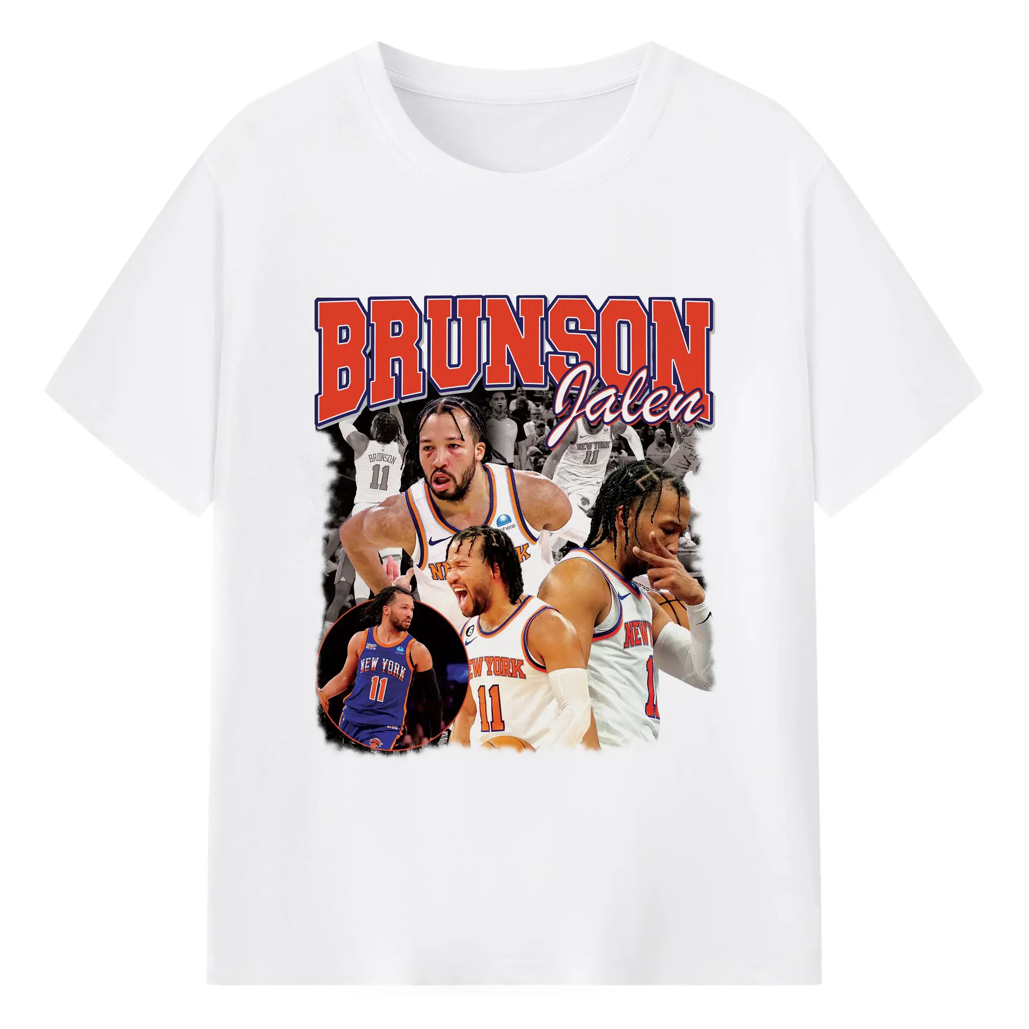 NYC Grit Jalen Brunson Explosive Emotion Graphic Shirt - 180g Cotton T-Shirt With Front Heat Transfer Print – Soft, Lightweight, Fitted Design – Comfortable Casual Wear For Sports & Everyday Use