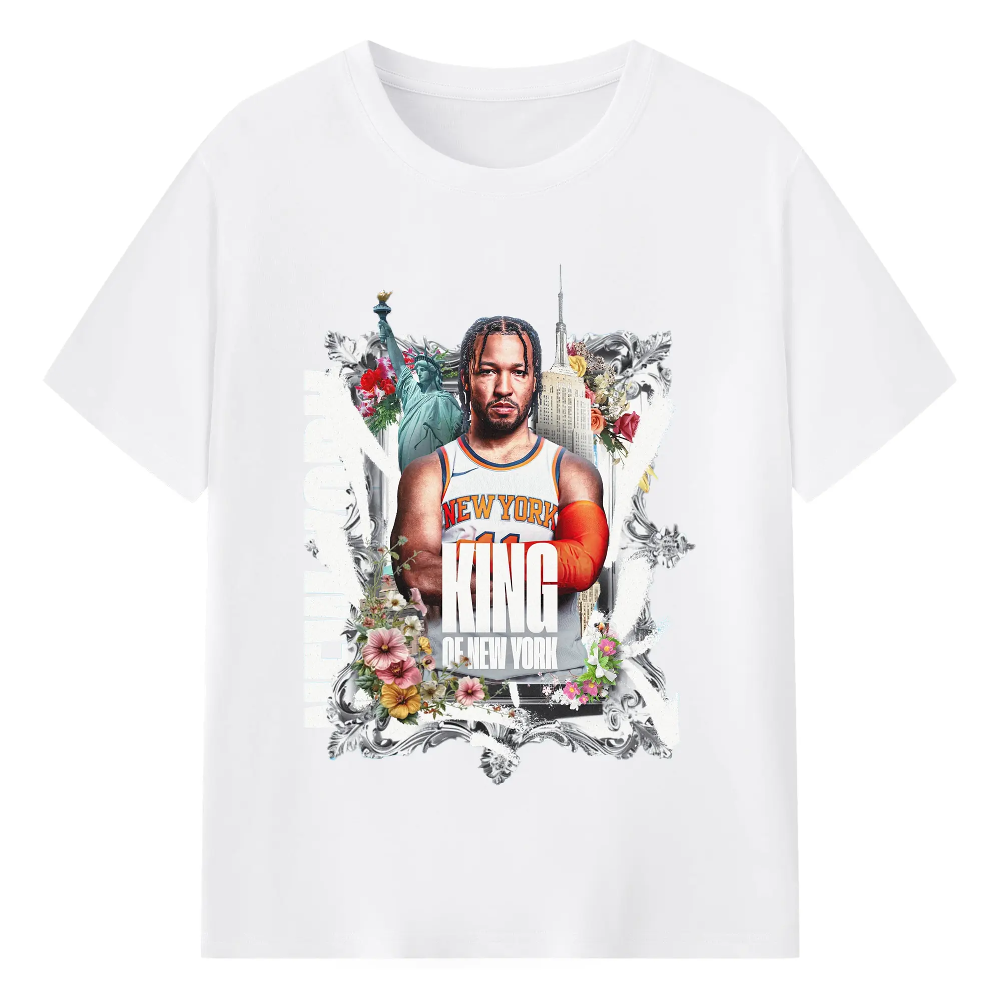 Jalen Brunson #11 King of the New York Knicks Fans Shirt - 180g Cotton T-Shirt With Front Heat Transfer Print – Soft, Lightweight, Fitted Design – Comfortable Casual Wear For Sports & Everyday Use