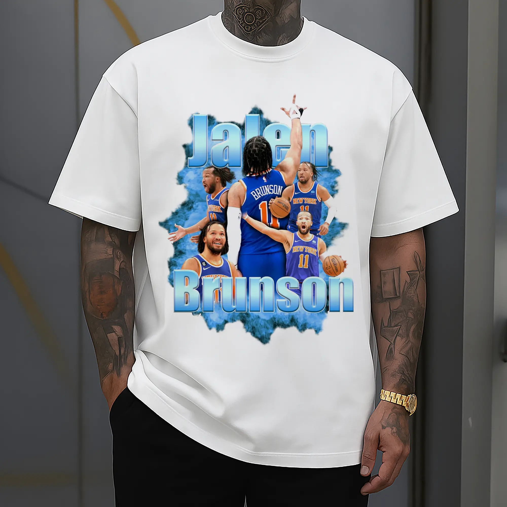 Jalen Brunson Blue Smoke Graphic Shirt