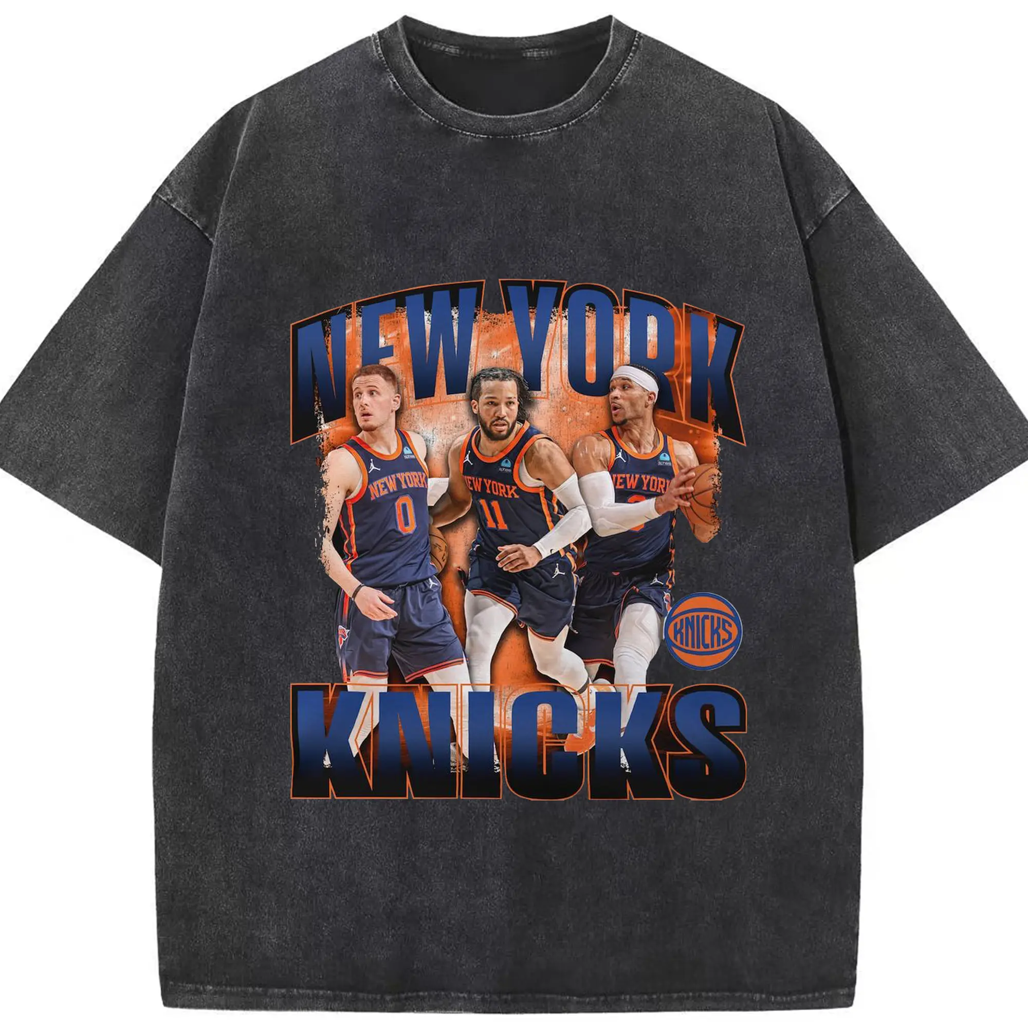 Brunson, DiVincenzo & Hart Team Graphic Shirt - Washed Vintage Look 230g Cotton Oversized T-Shirt With Front Heat Transfer Print – Soft, Lightweight, Stylish Fit – Comfortable Casual Wear For Sports & Everyday Use